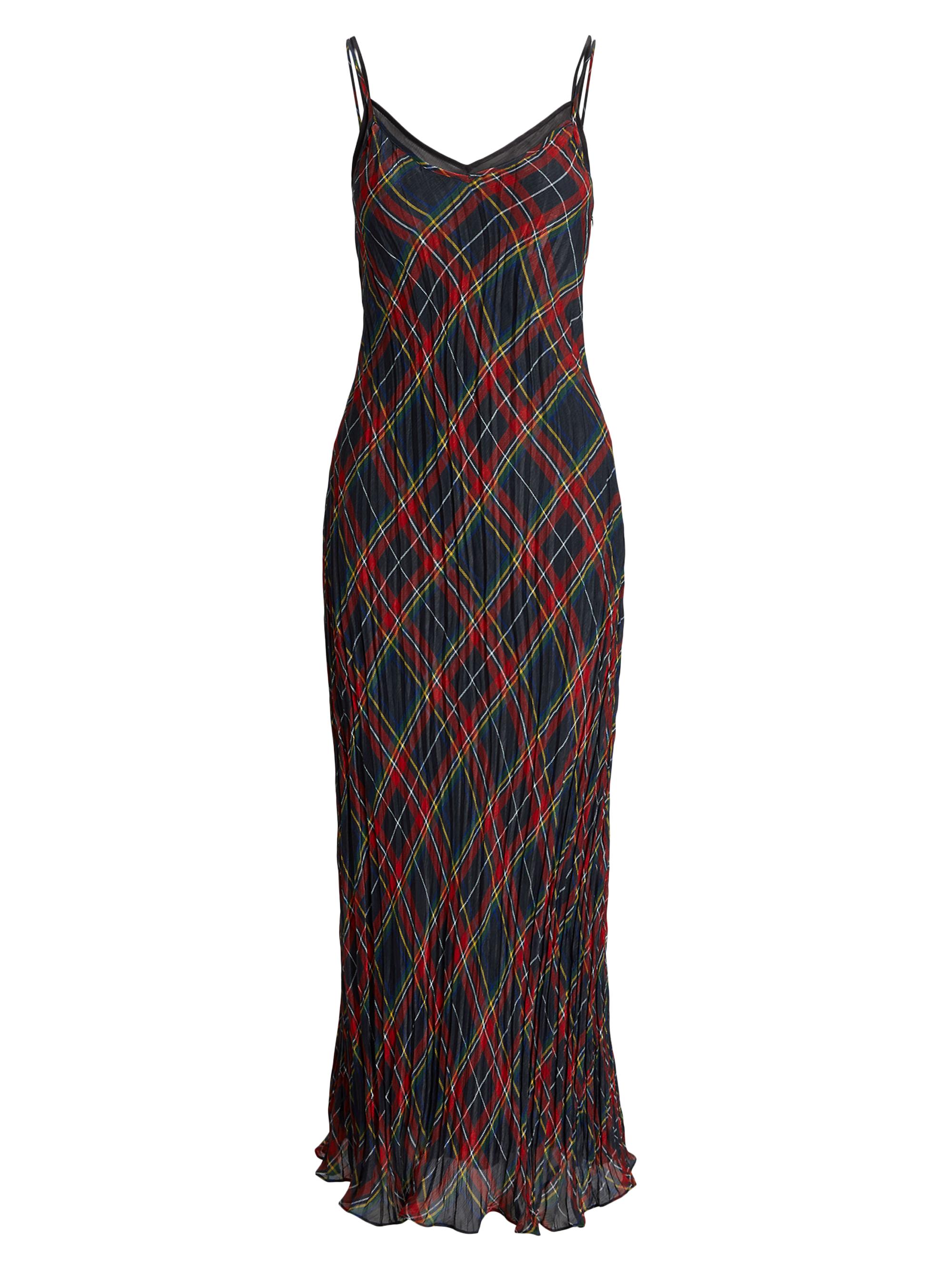 Polo Ralph Lauren Check Slip Midi-Dress | Saks Fifth Avenue