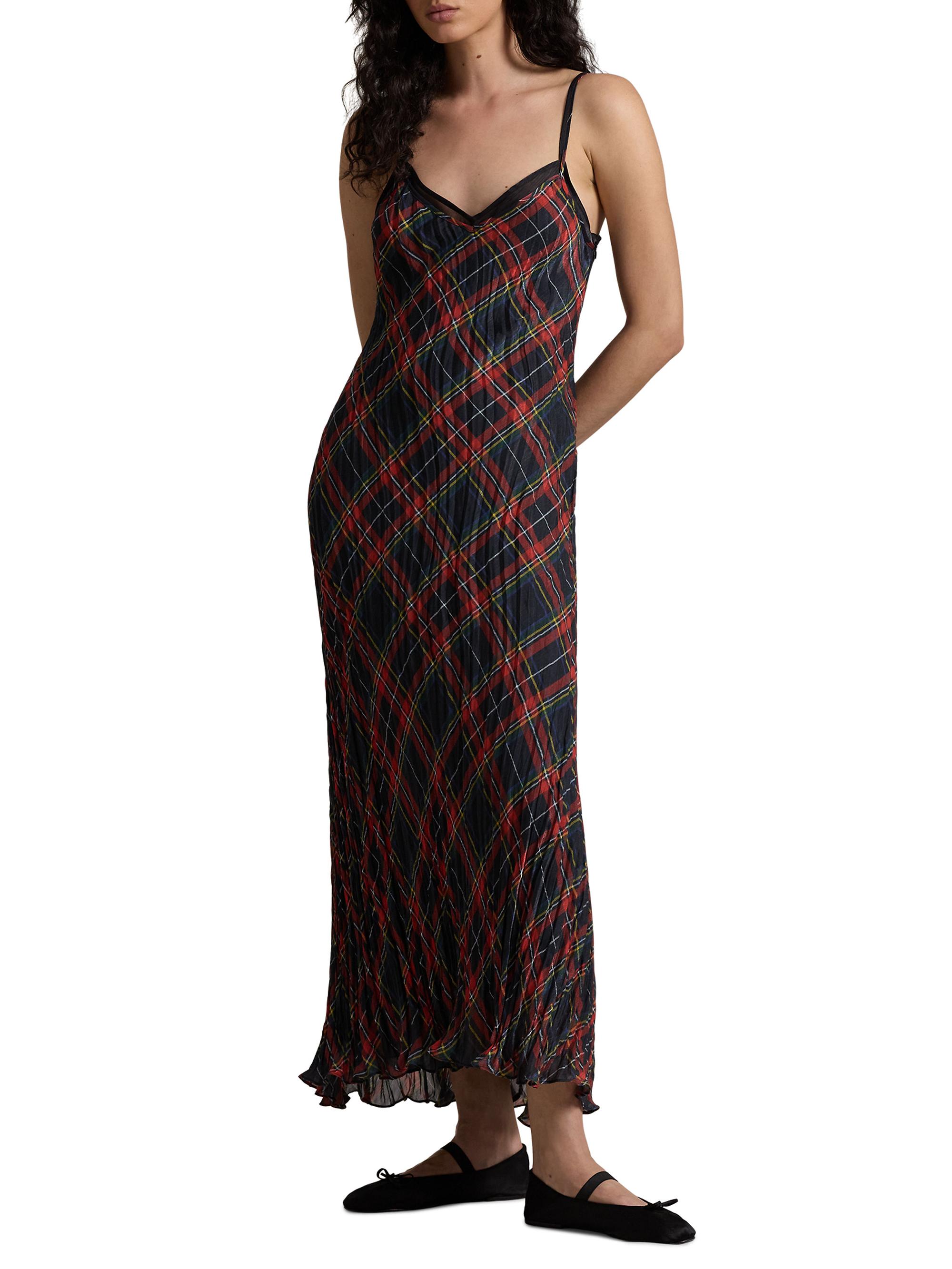Polo Ralph Lauren Check Slip Midi-Dress | Saks Fifth Avenue