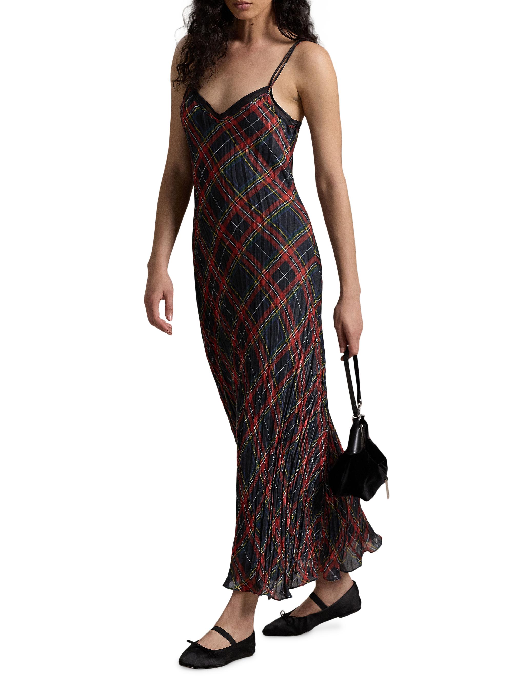 Polo Ralph Lauren Check Slip Midi-Dress | Saks Fifth Avenue