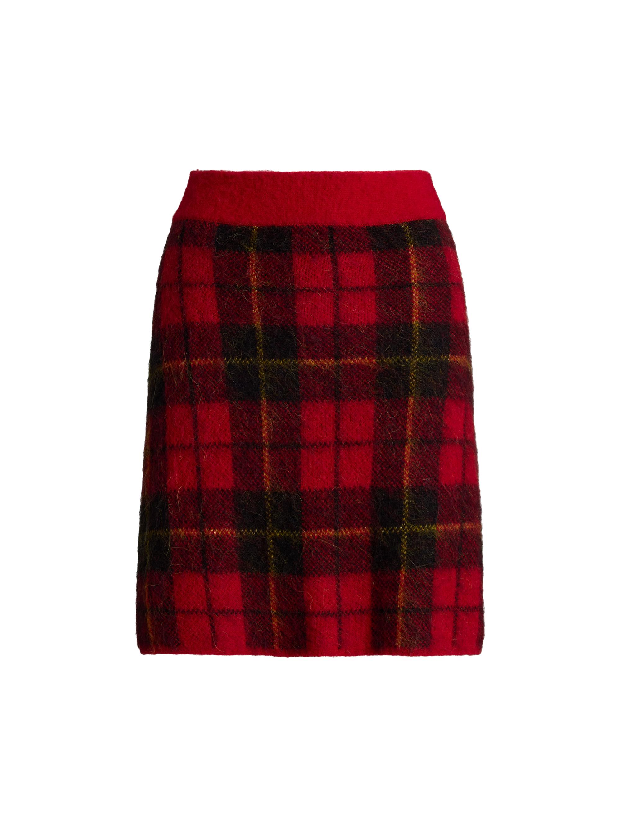 Polo Ralph Lauren Women's Check Alpaca-Blend Knit Miniskirt - Red Plaid