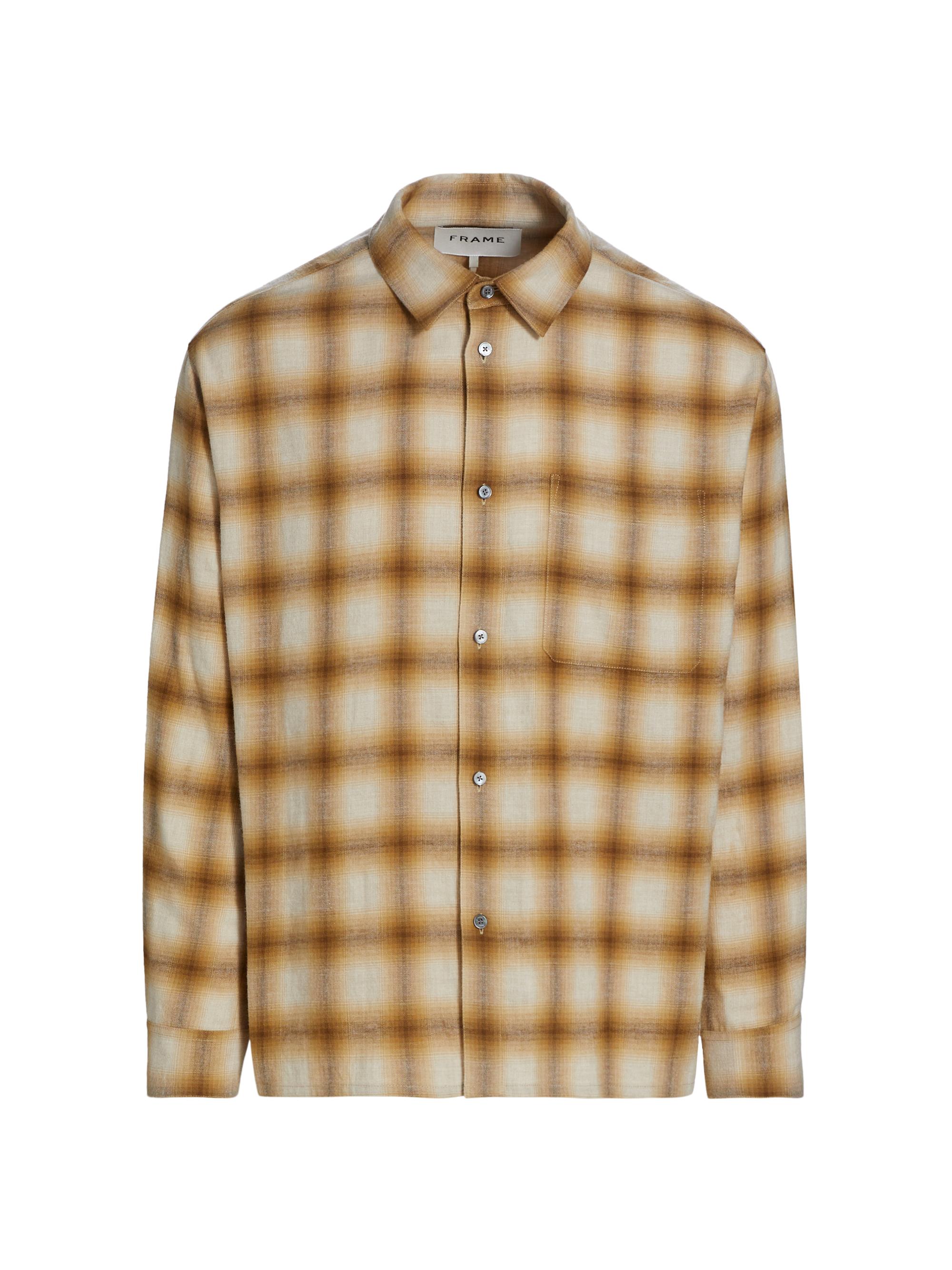 Frame Men's Plaid Cotton & Wool Shirt - Tan Plaid