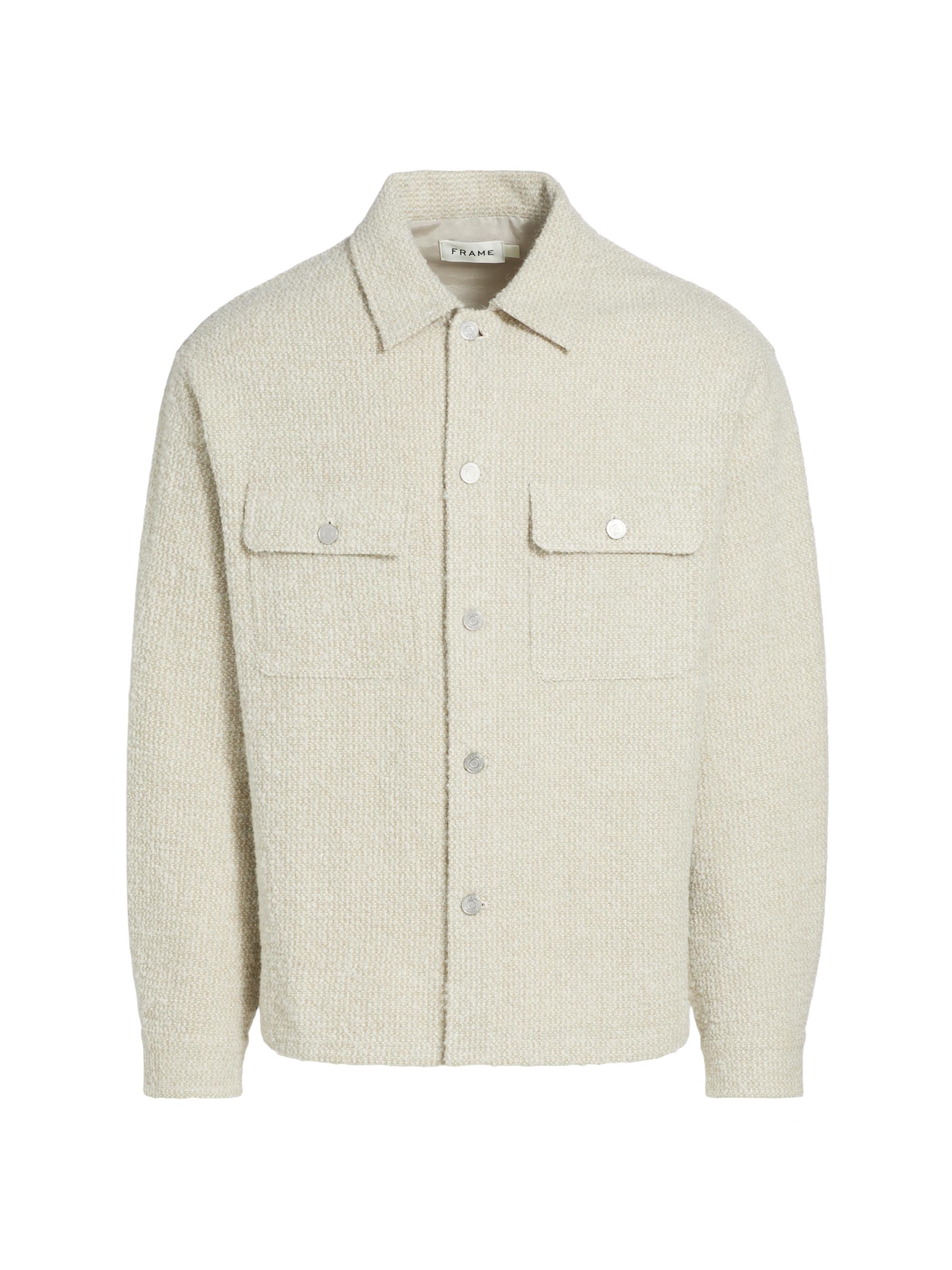 Frame Men's Textured Terry Double-Pocket Shirt Jacket - Dove Tweed