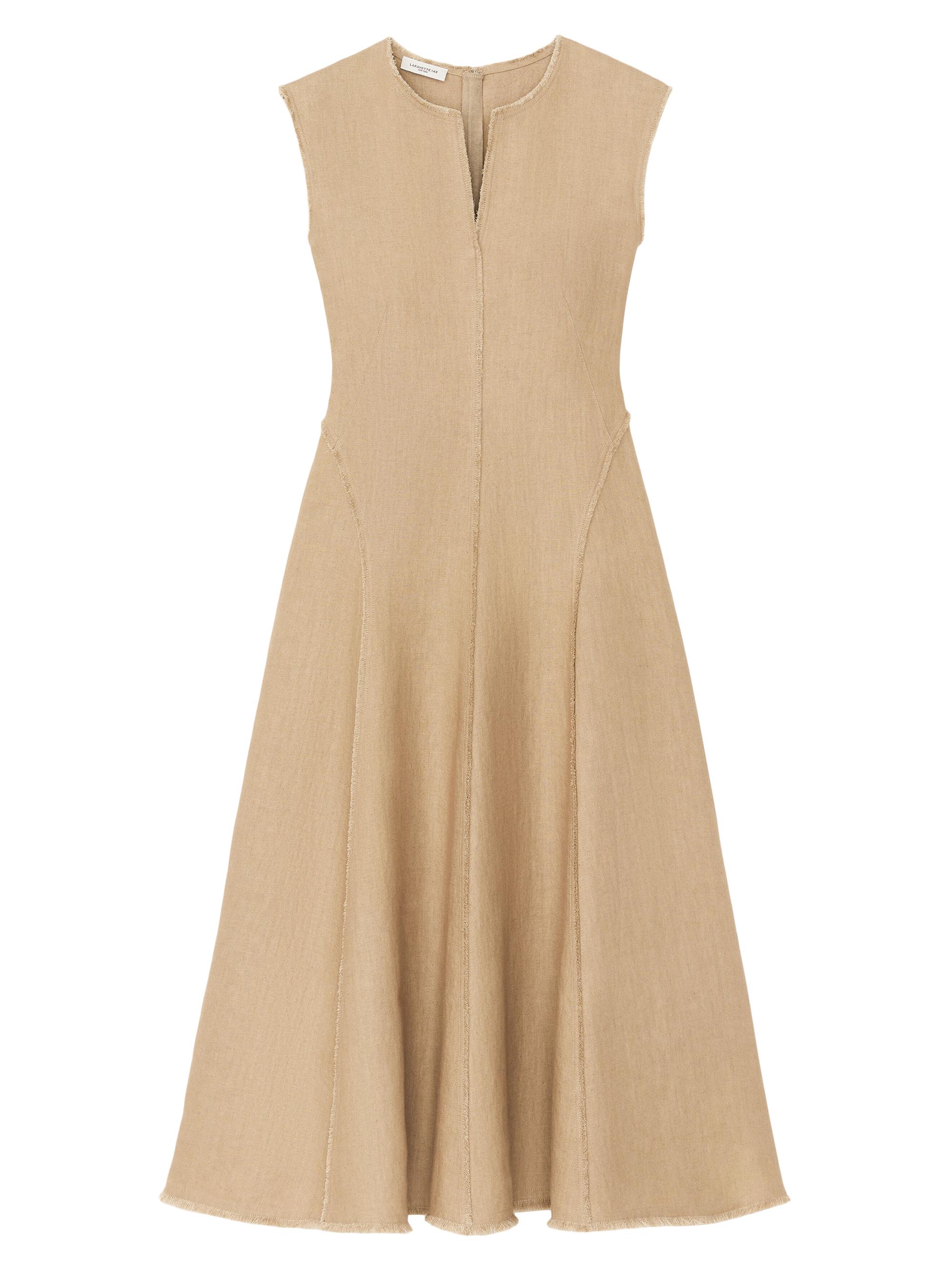 Lafayette 148 New York Women's Fringe Seam A-Line Dress - Gravel