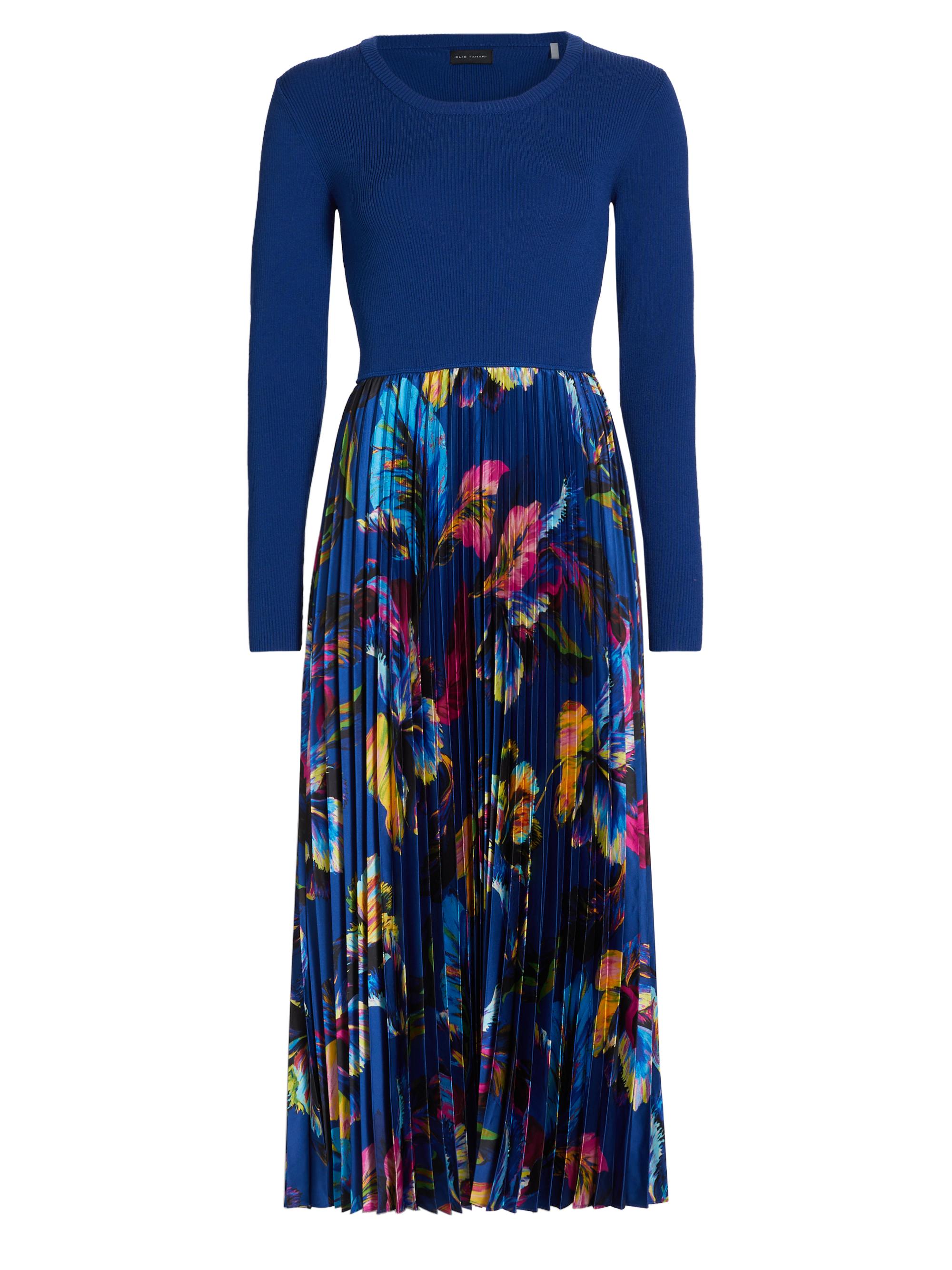 Elie Tahari Mave Mix Media Pleated Midi-Dress Saks Fifth Avenue