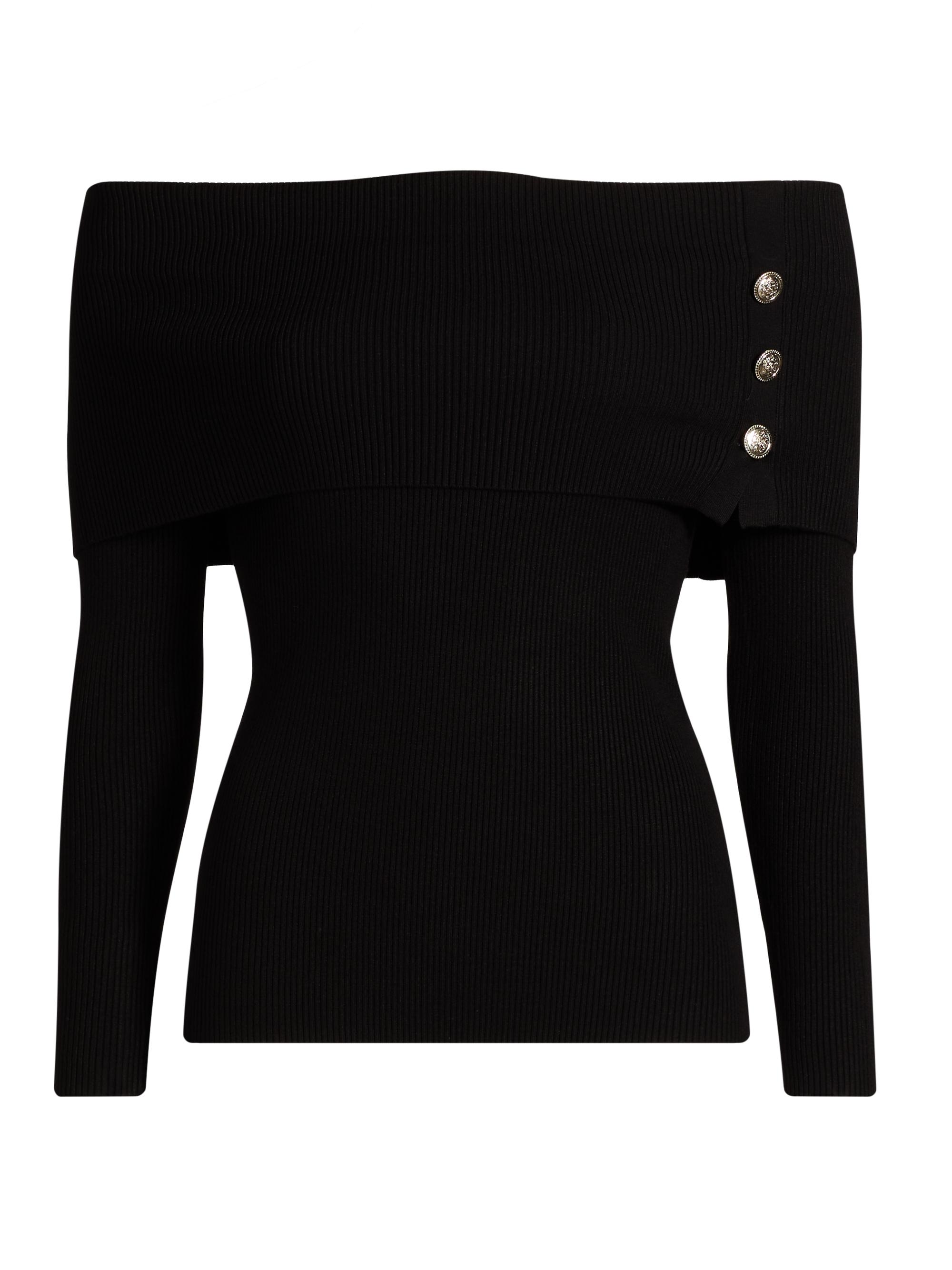 Elie Tahari Women's Imani Rib-Knit Off-The-Shoulder Sweater - Noir