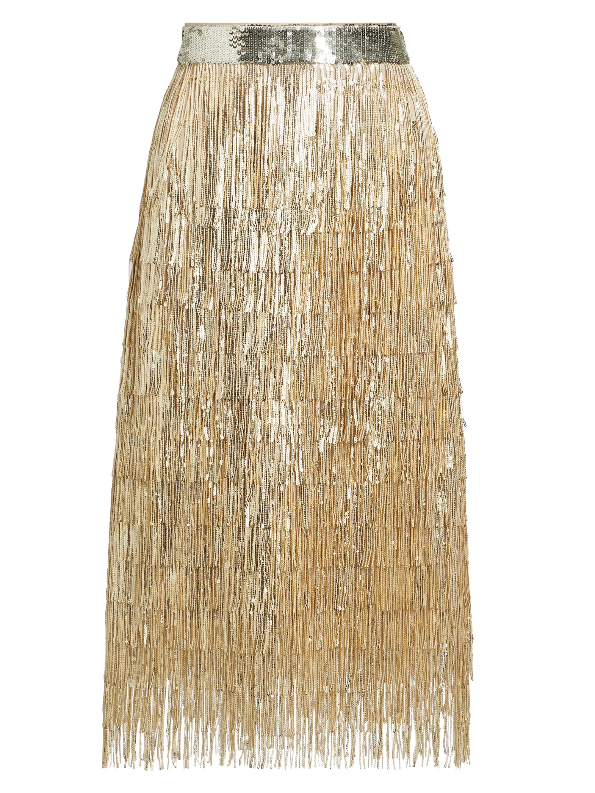 Elie Tahari Zoey Sequined Fringe Midi-Skirt Saks Fifth Avenue