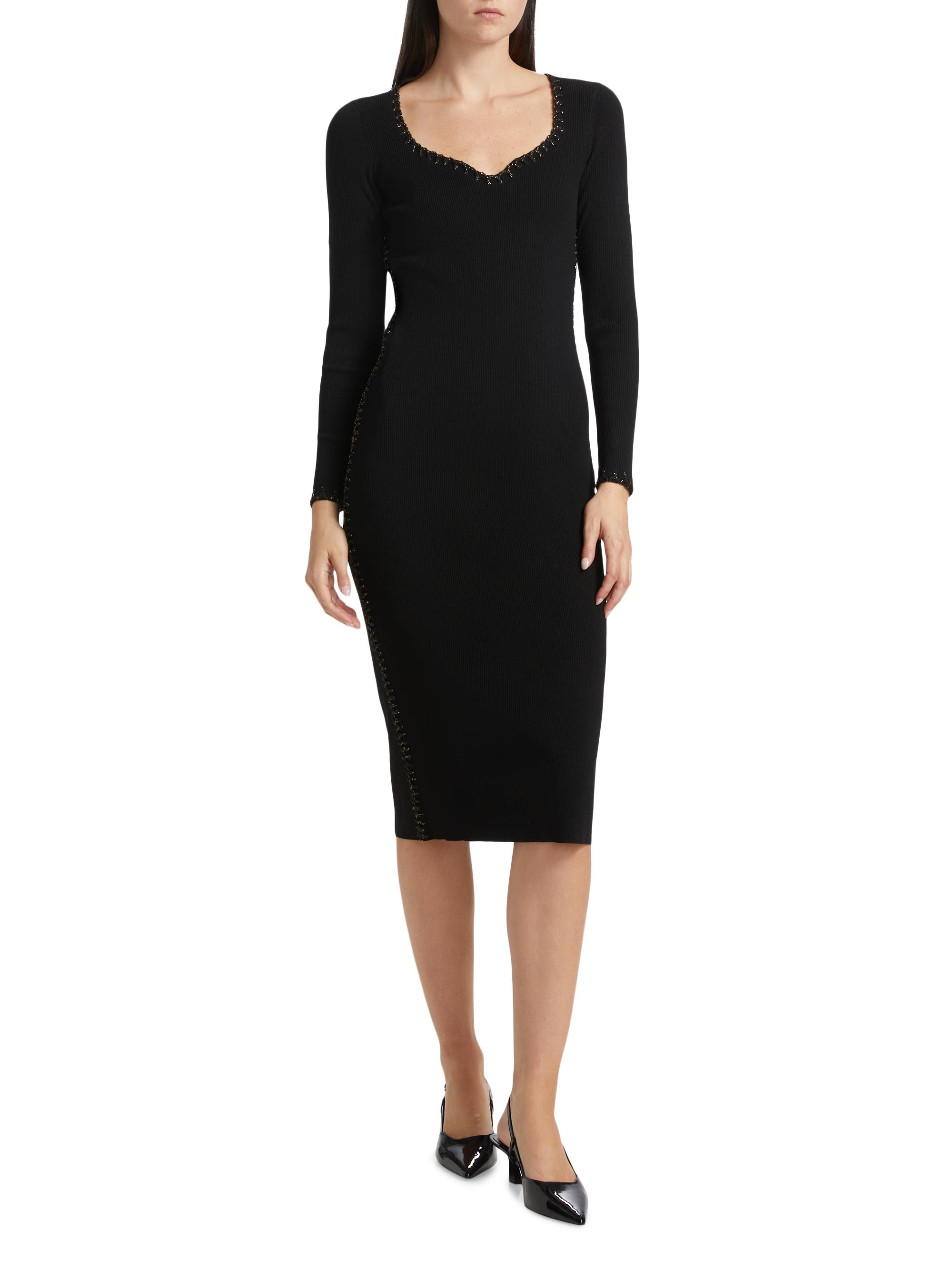 knee length dresses for ladies First Date Sweetheart Neckline Midi Dress Black– Selfie Leslie