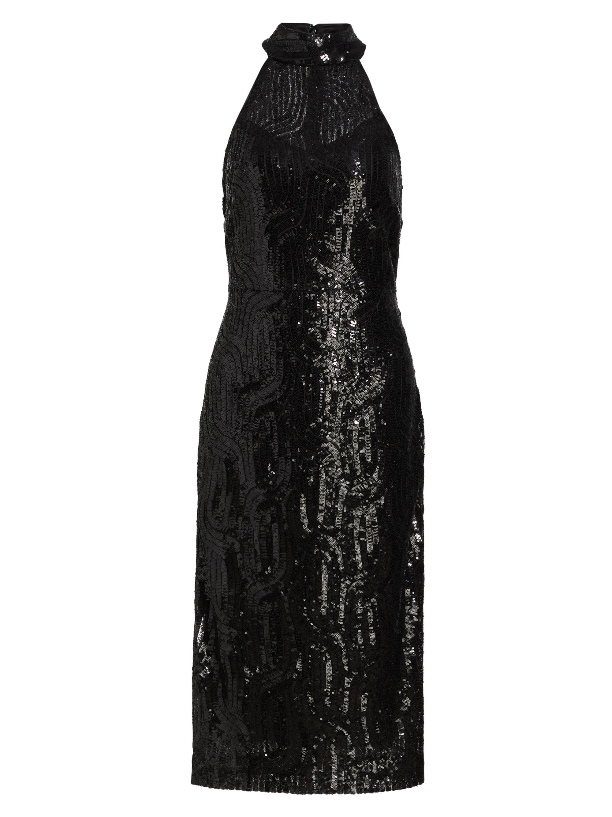 Elie Tahari Women's Bella Sequin Halterneck Midi-Dress - Noir With Noir Sequins