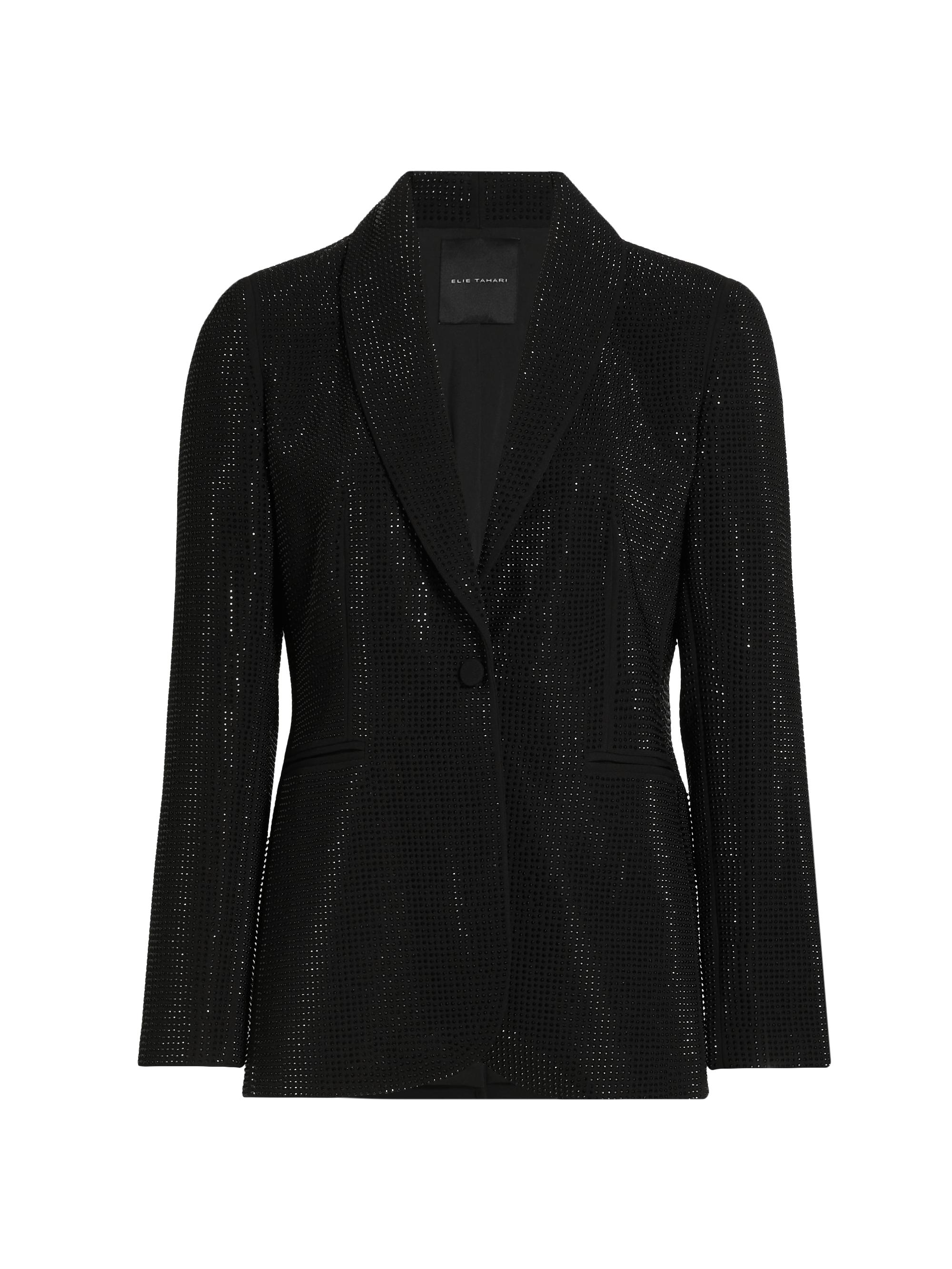 Elie Tahari Women's Briella Rhinestone Blazer - Noir With Noir Rhinestones
