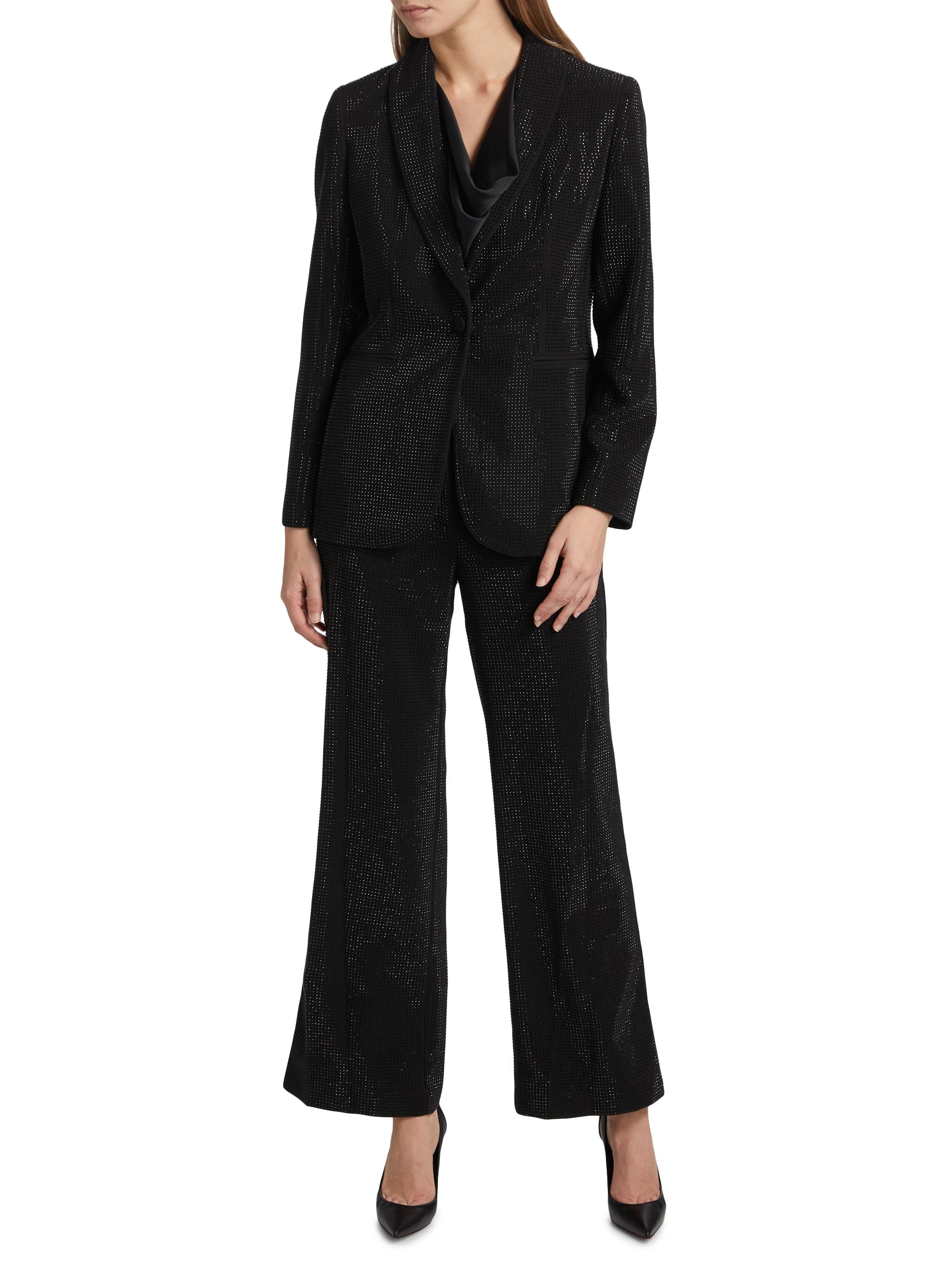Costume Tailleur Femme Lane Davis Beverly Hills Noir - Taille 4, Avec Détails Strass, Occasion Très Bon état