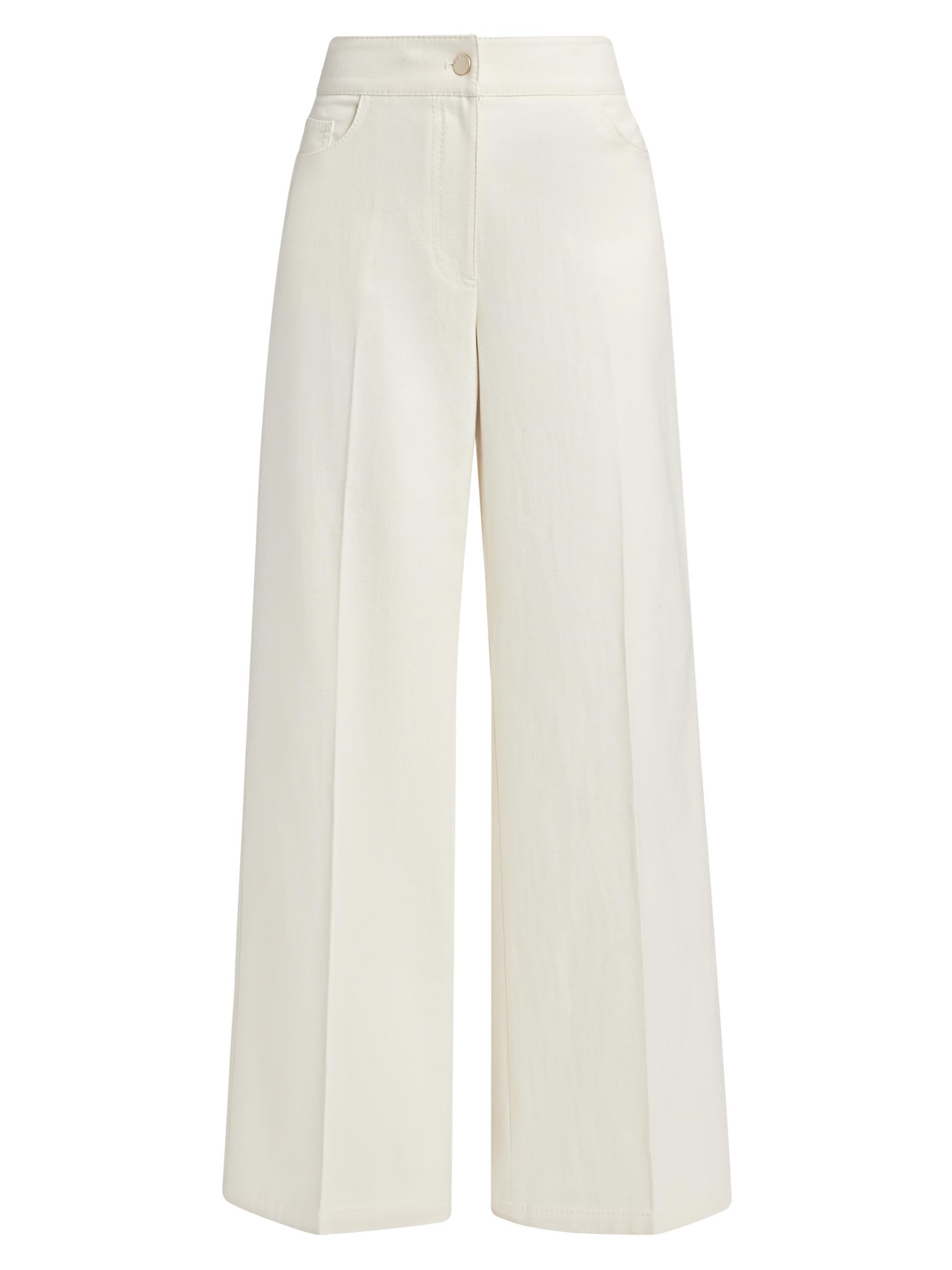 Elie Tahari Women's Leith Stretch-Cotton High-Rise Wide-Leg Pants - Ecru