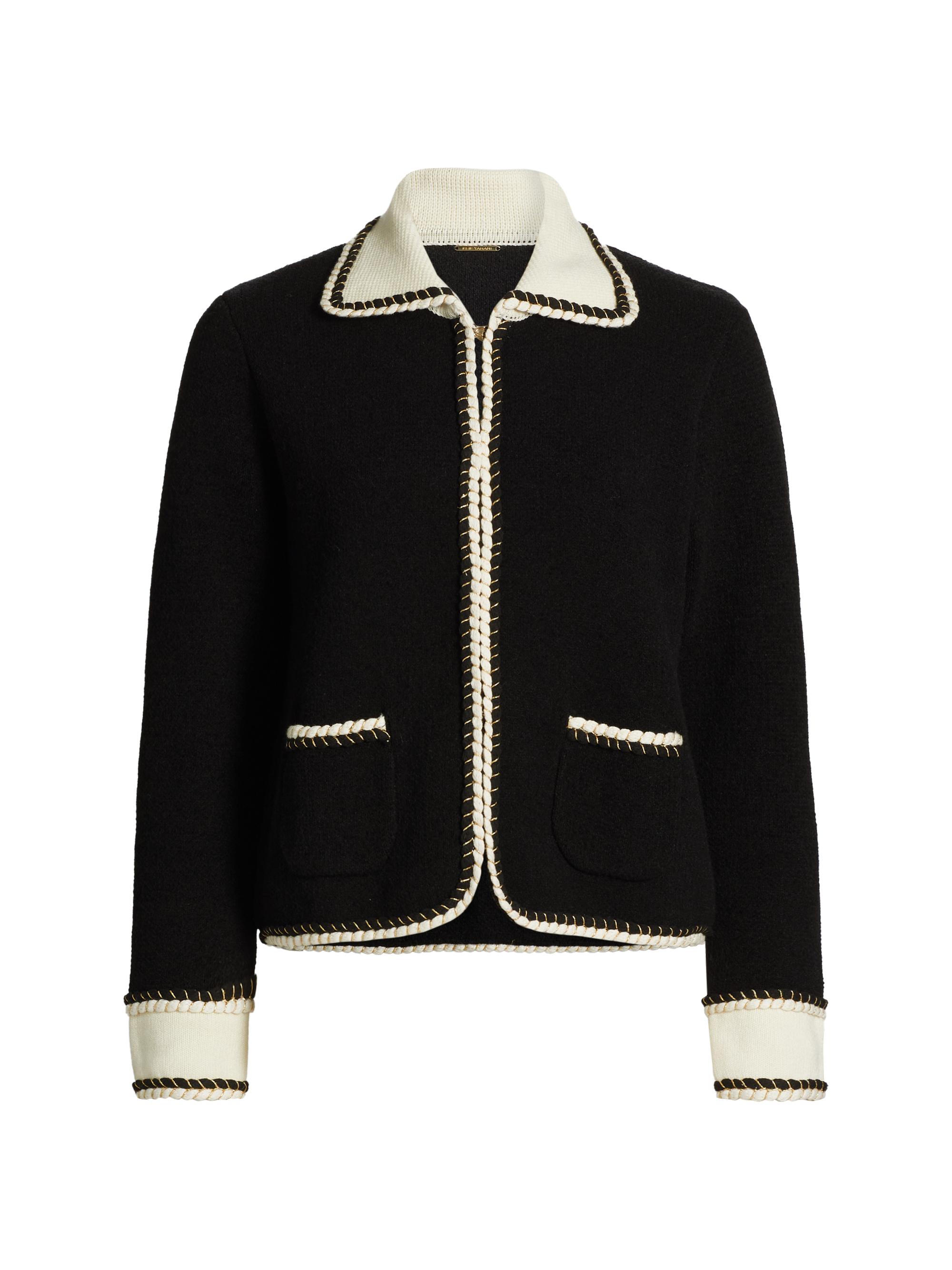 Elie Tahari Women's The Chantria Cardigan Jacket - Noir With Sky White