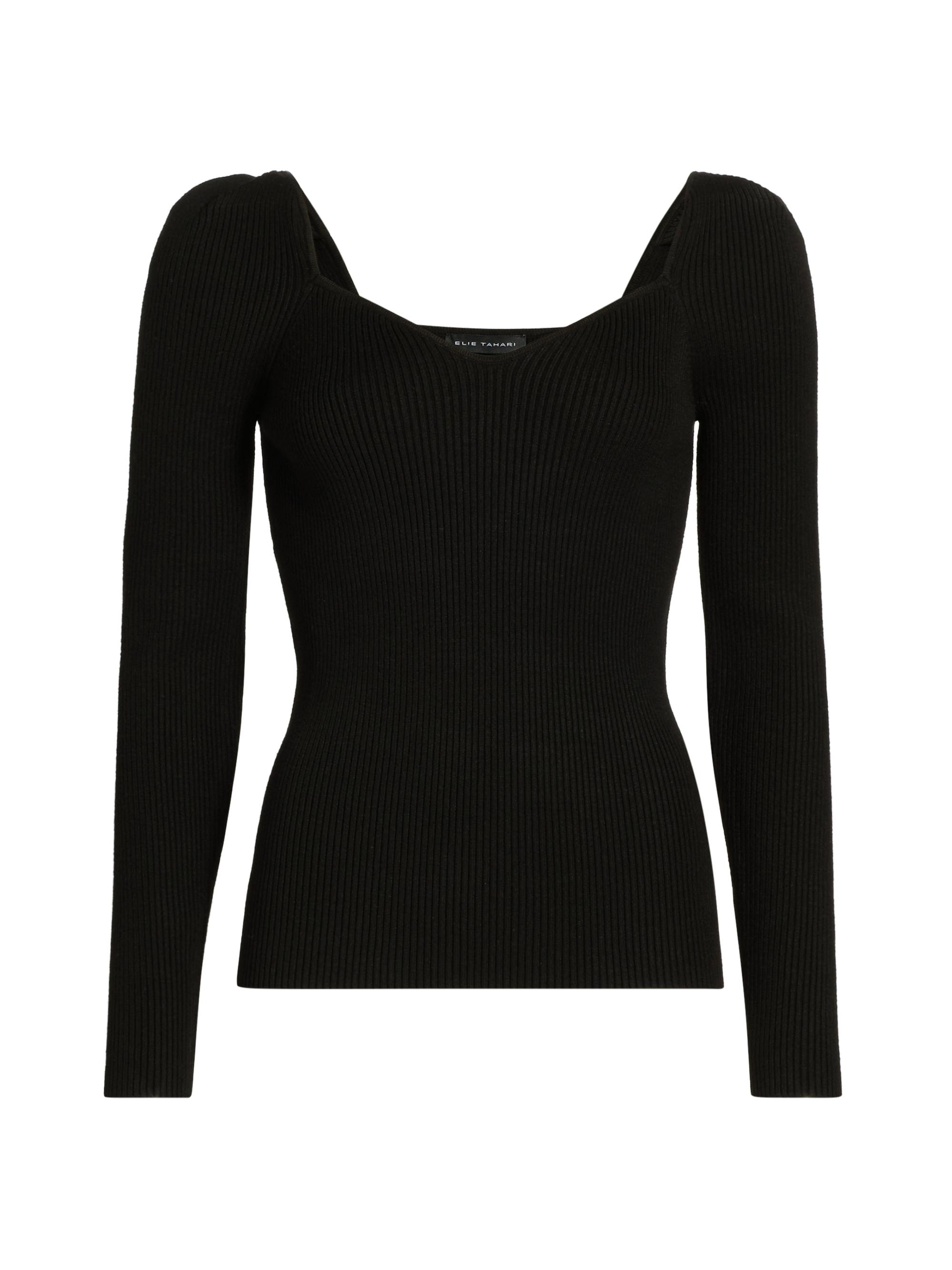 Elie Tahari Women's The Soraya Rib-Knit Sweater - Noir