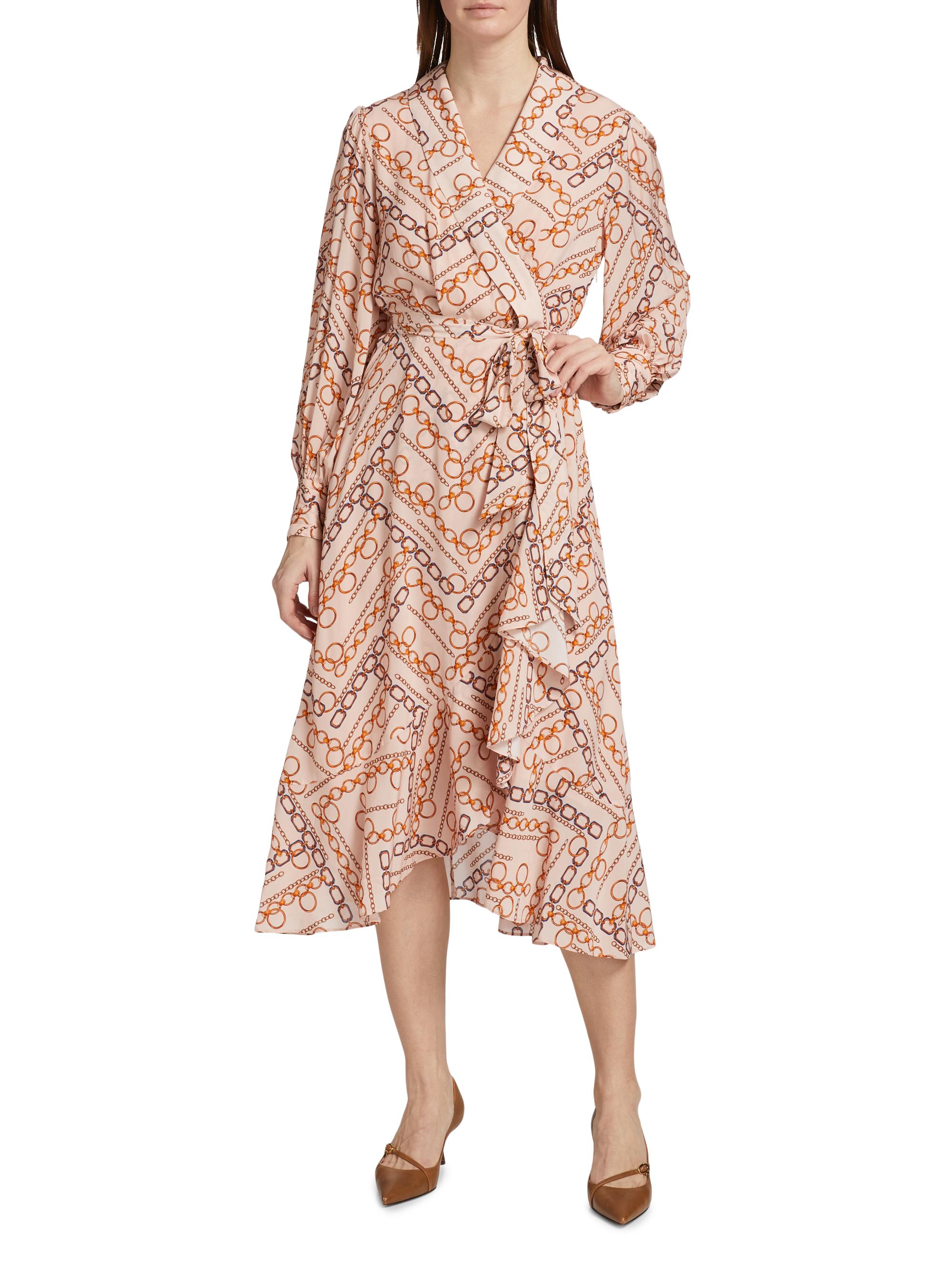 Elie Tahari The Linnea Gilded Chain Print Midi-Dress - Gilded ...