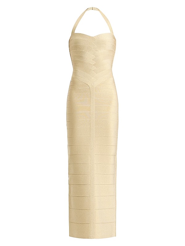 knee length dresses for ladies FREYA METALLIC GOLD MAXI BANDAGE DRESS – AIIZIE