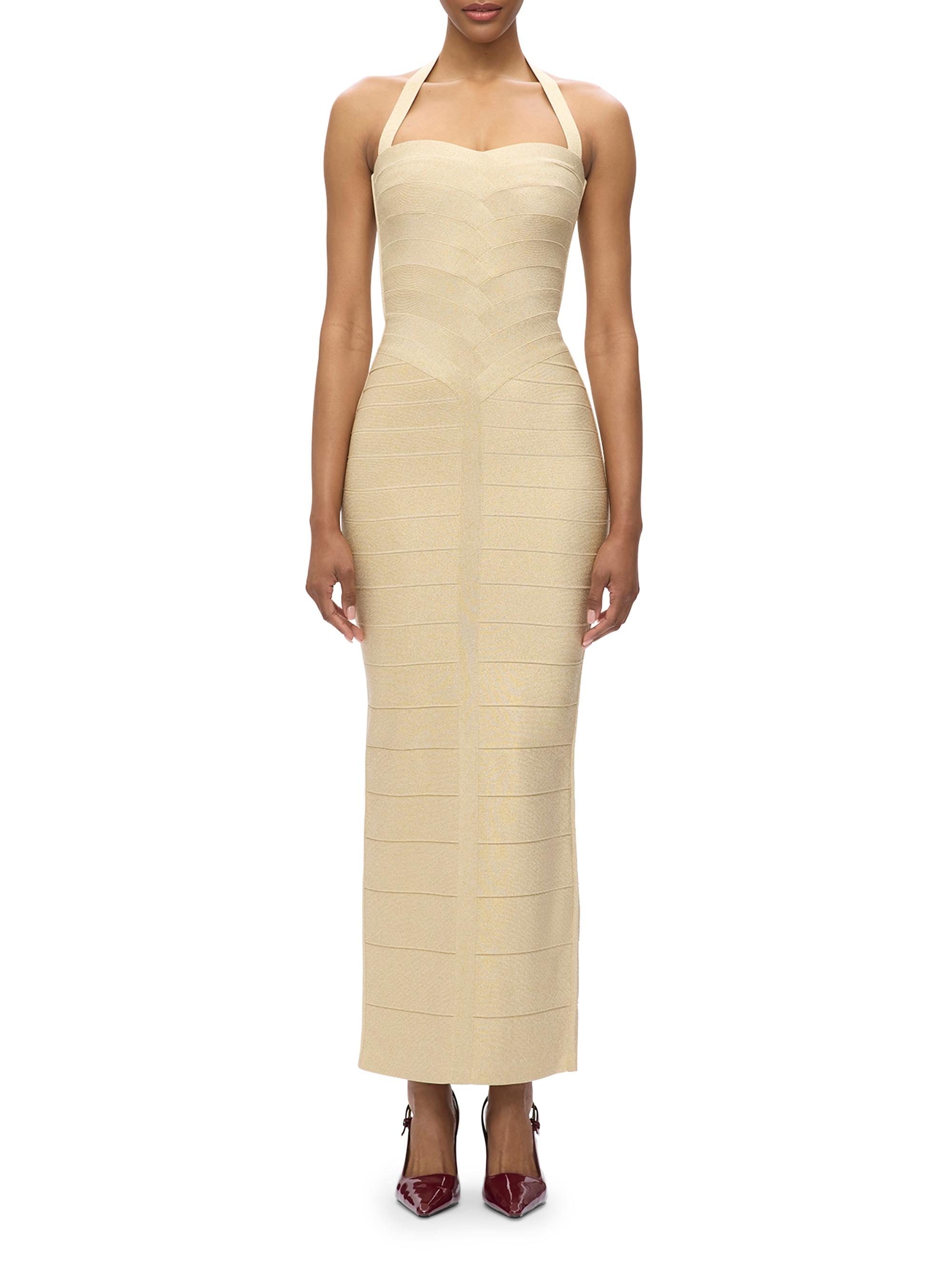 Herv Lger Iris Metallic Bandage Halter Gown | Saks Fifth Avenue