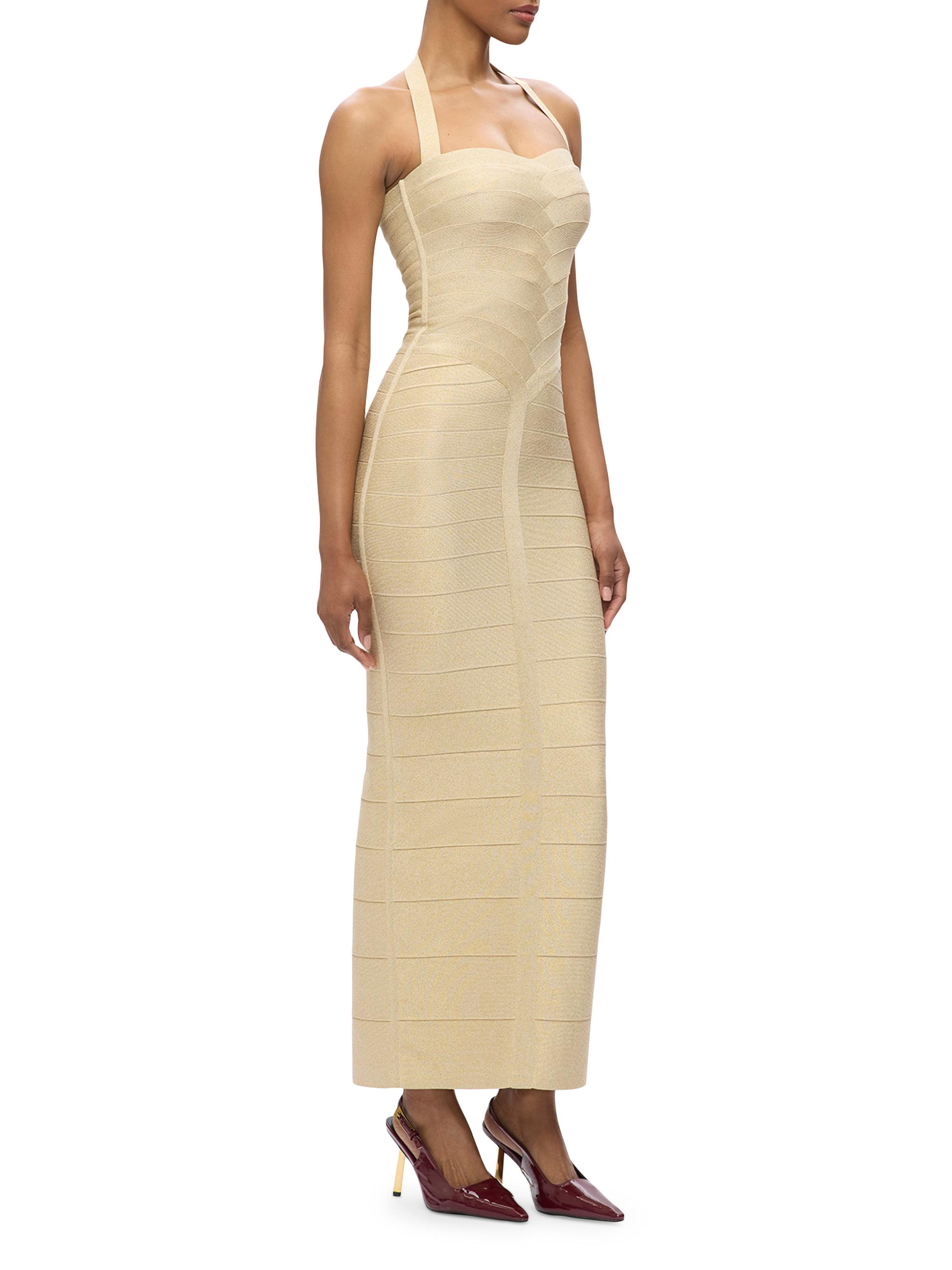Herv Lger Iris Metallic Bandage Halter Gown | Saks Fifth Avenue