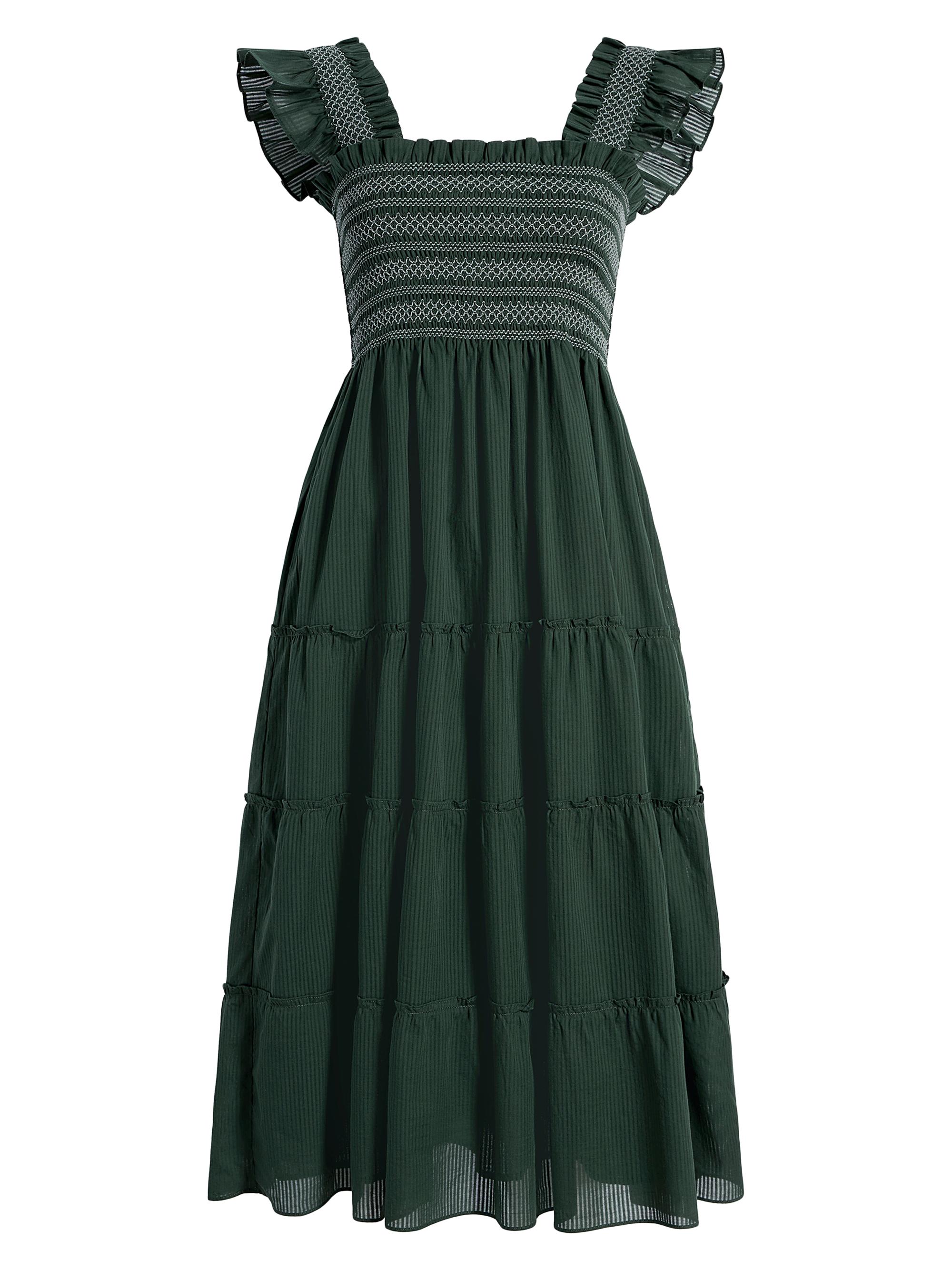 Hill House Home Women's The Ellie Nap Dress - Green Shadow Stripe
