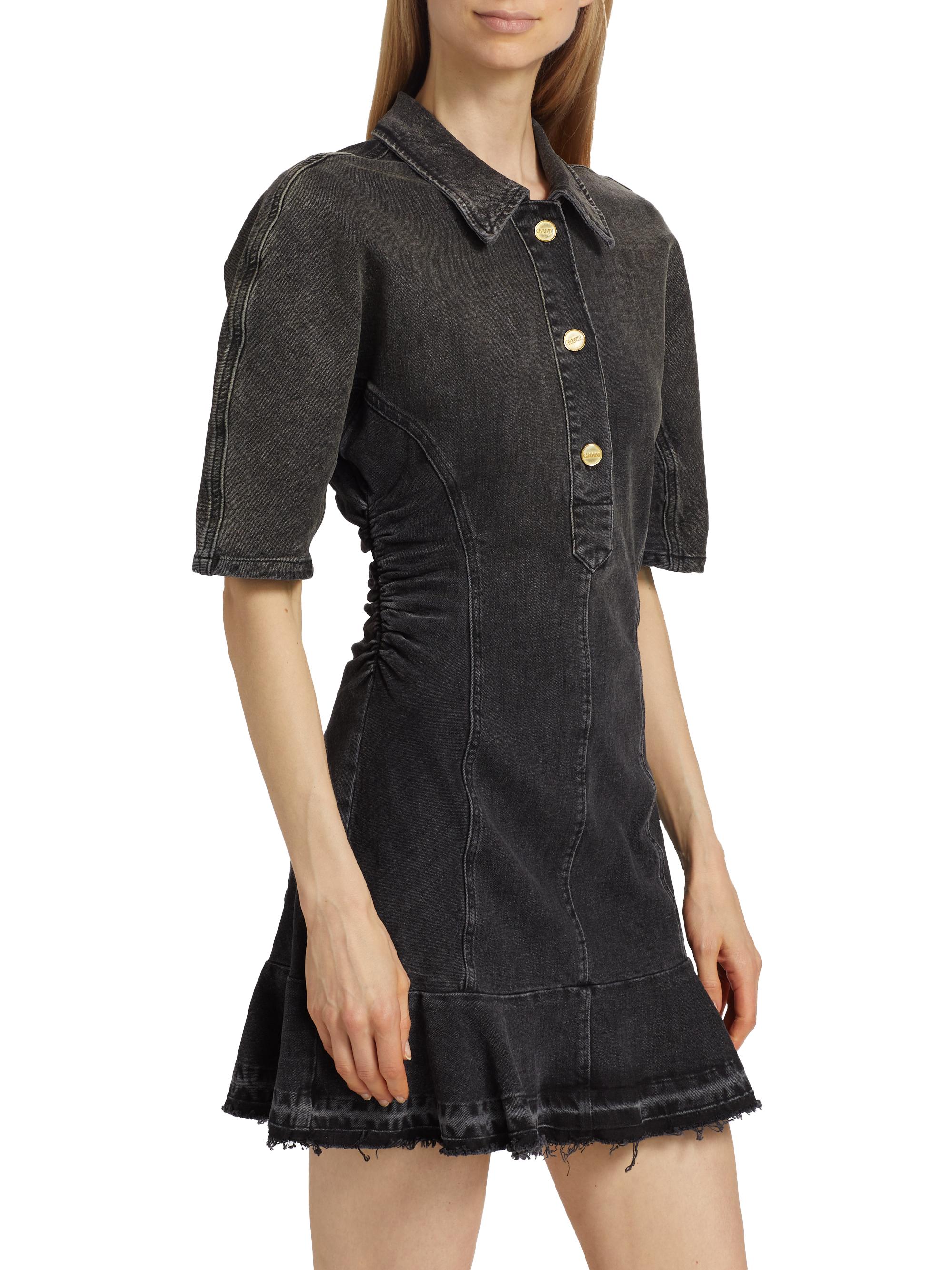 トップス GANNI/Tint Edge Denim Puff Sleeve Top GANNI Women's Denim Puff Sleeve Top in Tint Wash GANNI