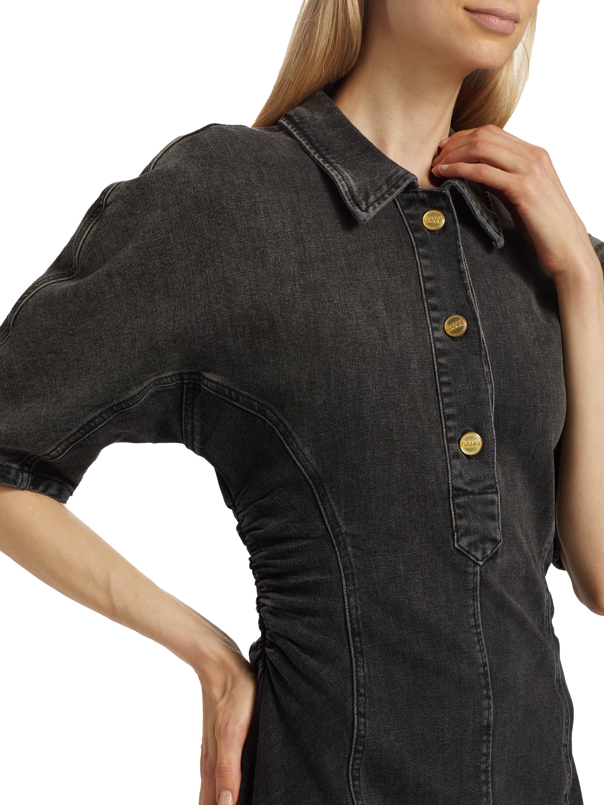 トップス GANNI/Tint Edge Denim Puff Sleeve Top GANNI Women's