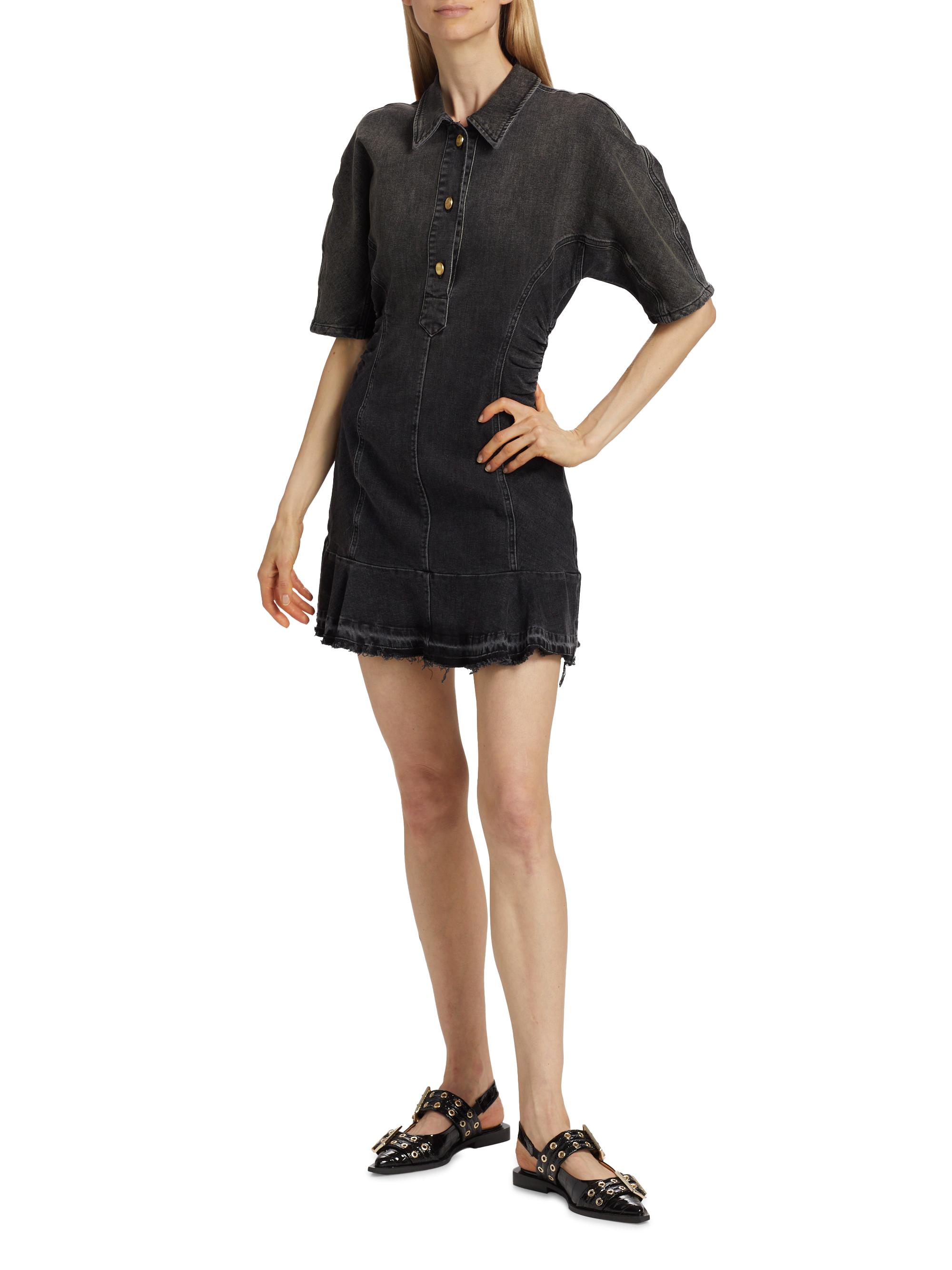 Ganni Tint Edge Denim Mini Shirtdress | Saks Fifth Avenue