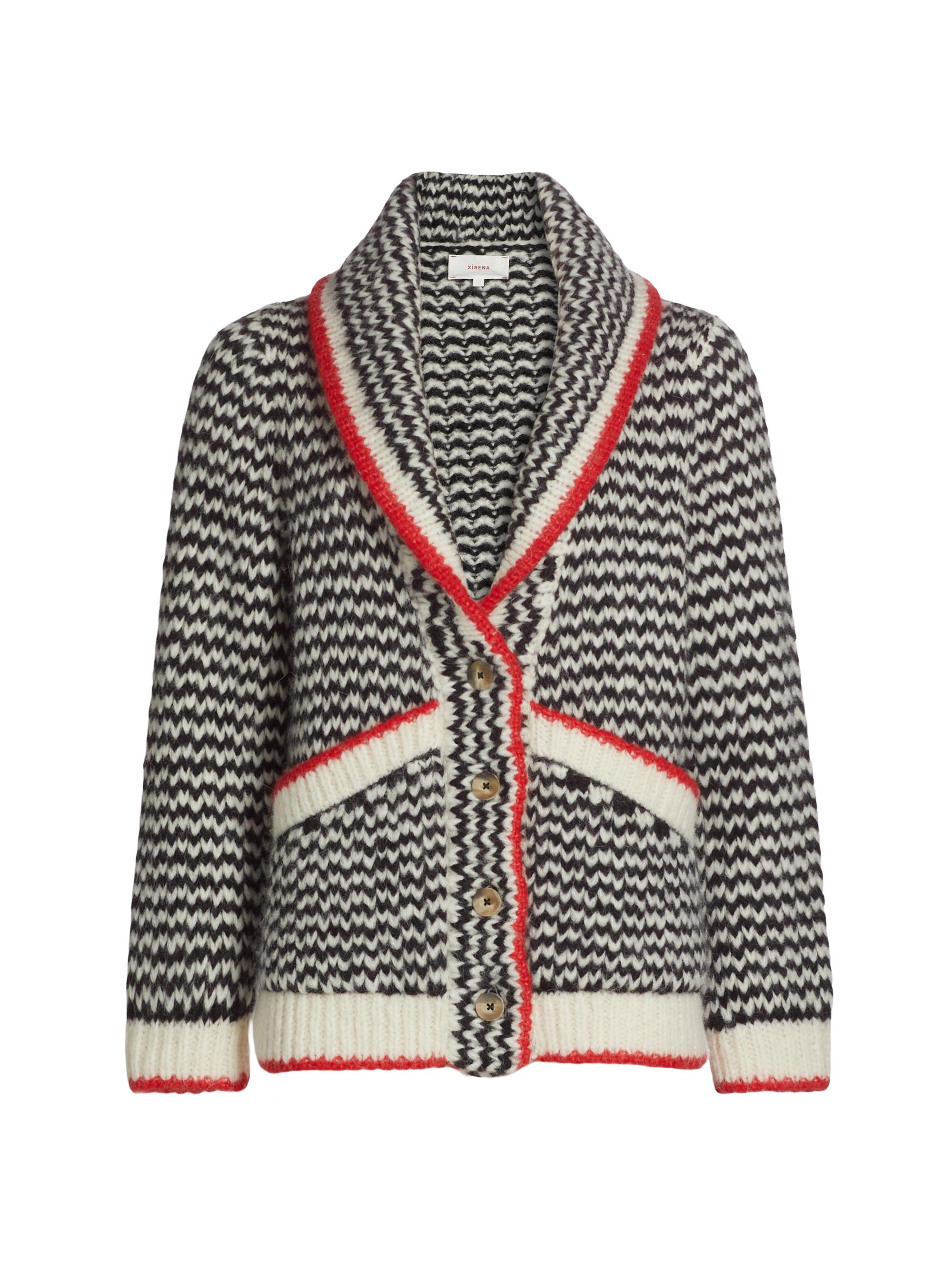 XÍRENA Women's Coltyn Alpaca-Blend V-Neck Cardigan - Black Creme