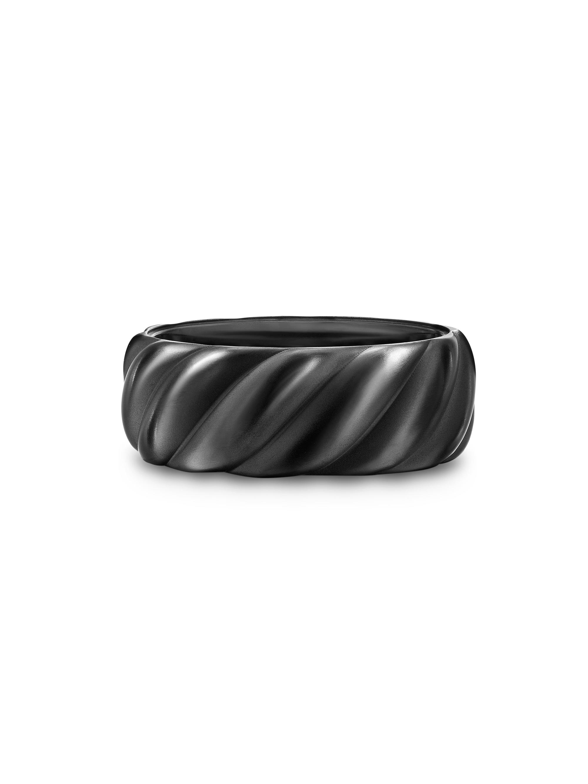 David Yurman Men's Sculpted Cable Band Ring in Black Titanium, 9MM - Black