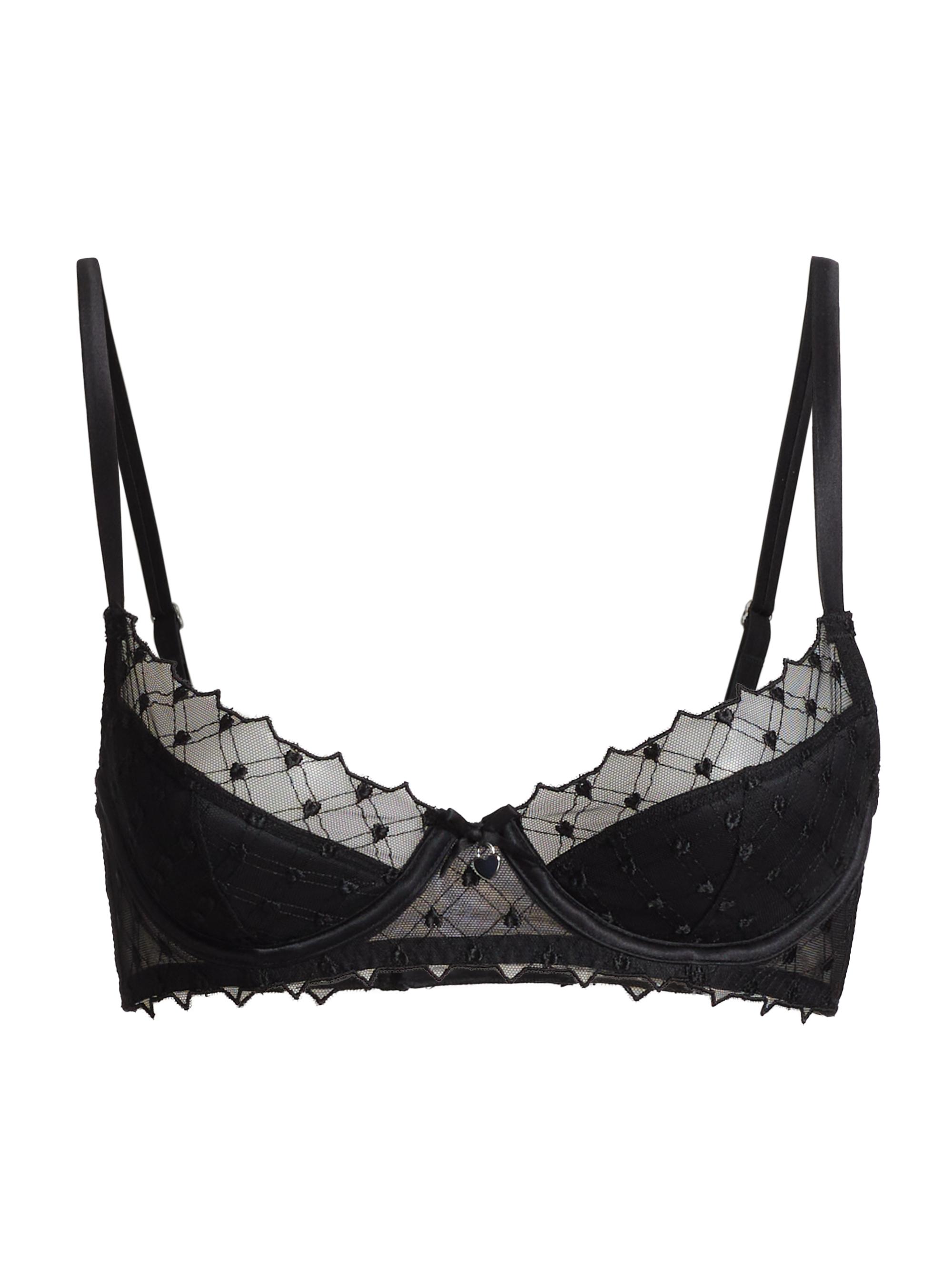 Fleur du Mal Women's Love Lock Embroidery Half-Lined Bra - Black