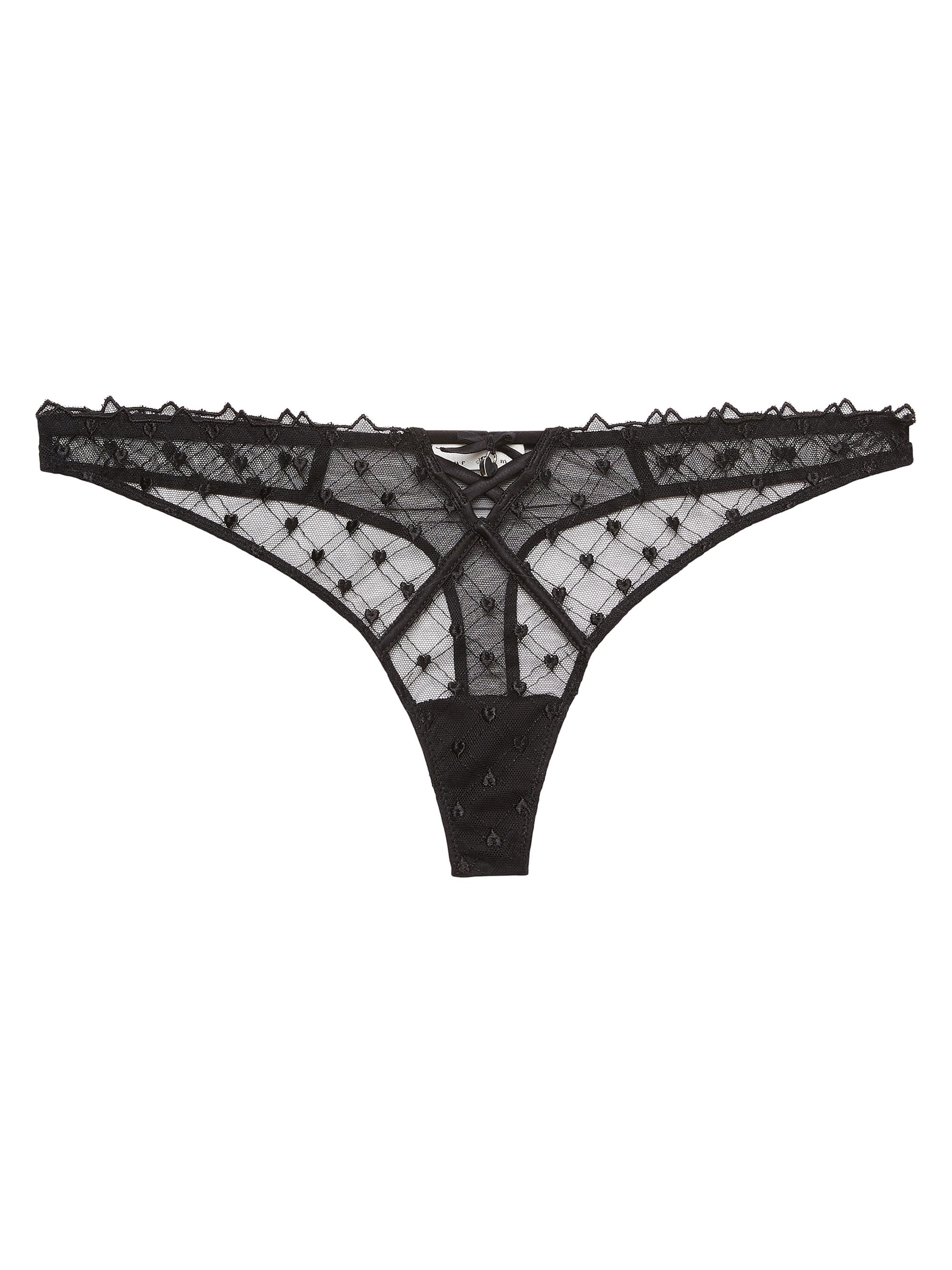 Fleur du Mal Women's Love Lock Embroidered Thong - Black