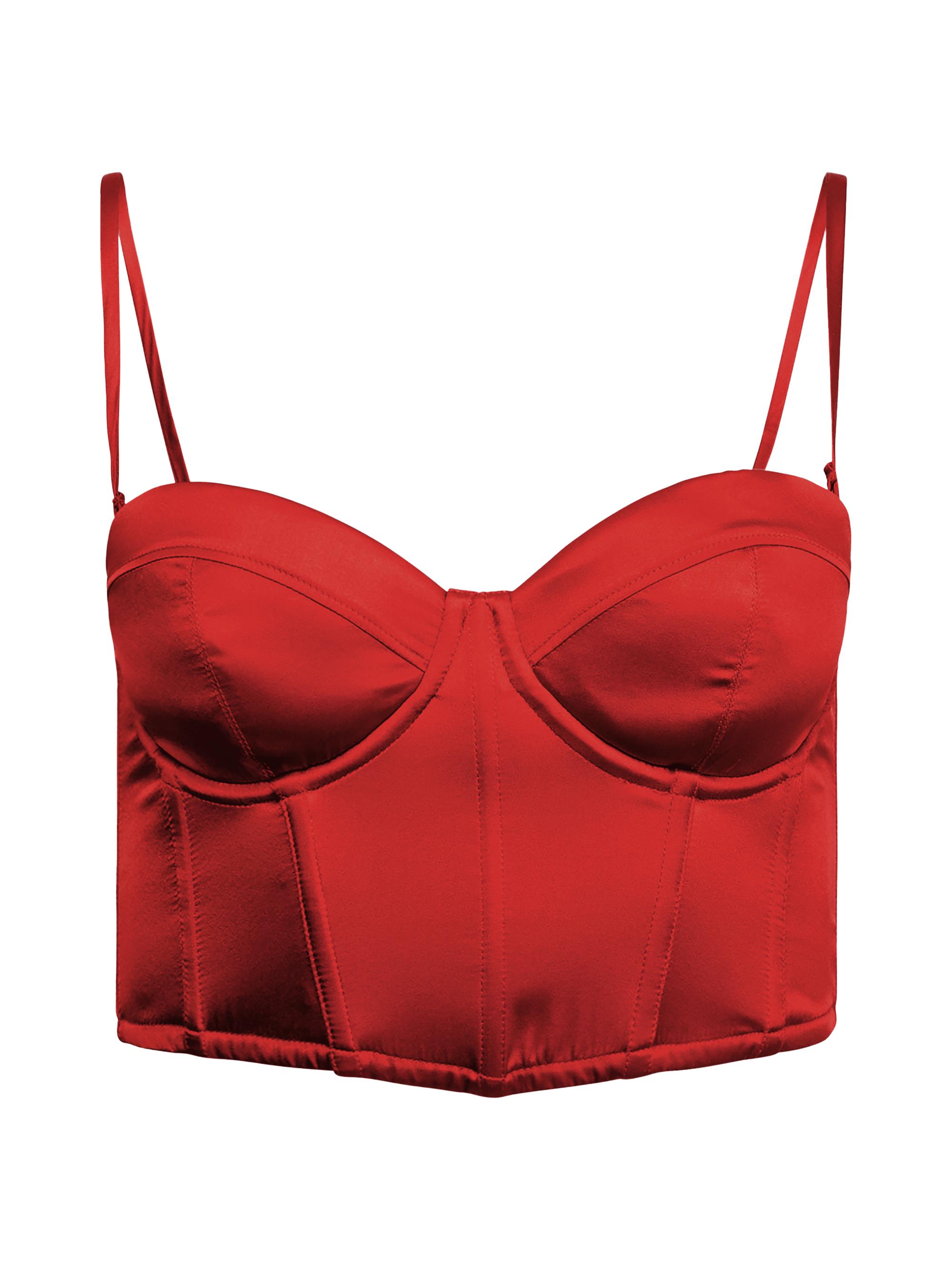 Fleur du Mal Women's Hamptons Crop Bustier Top - Rouge