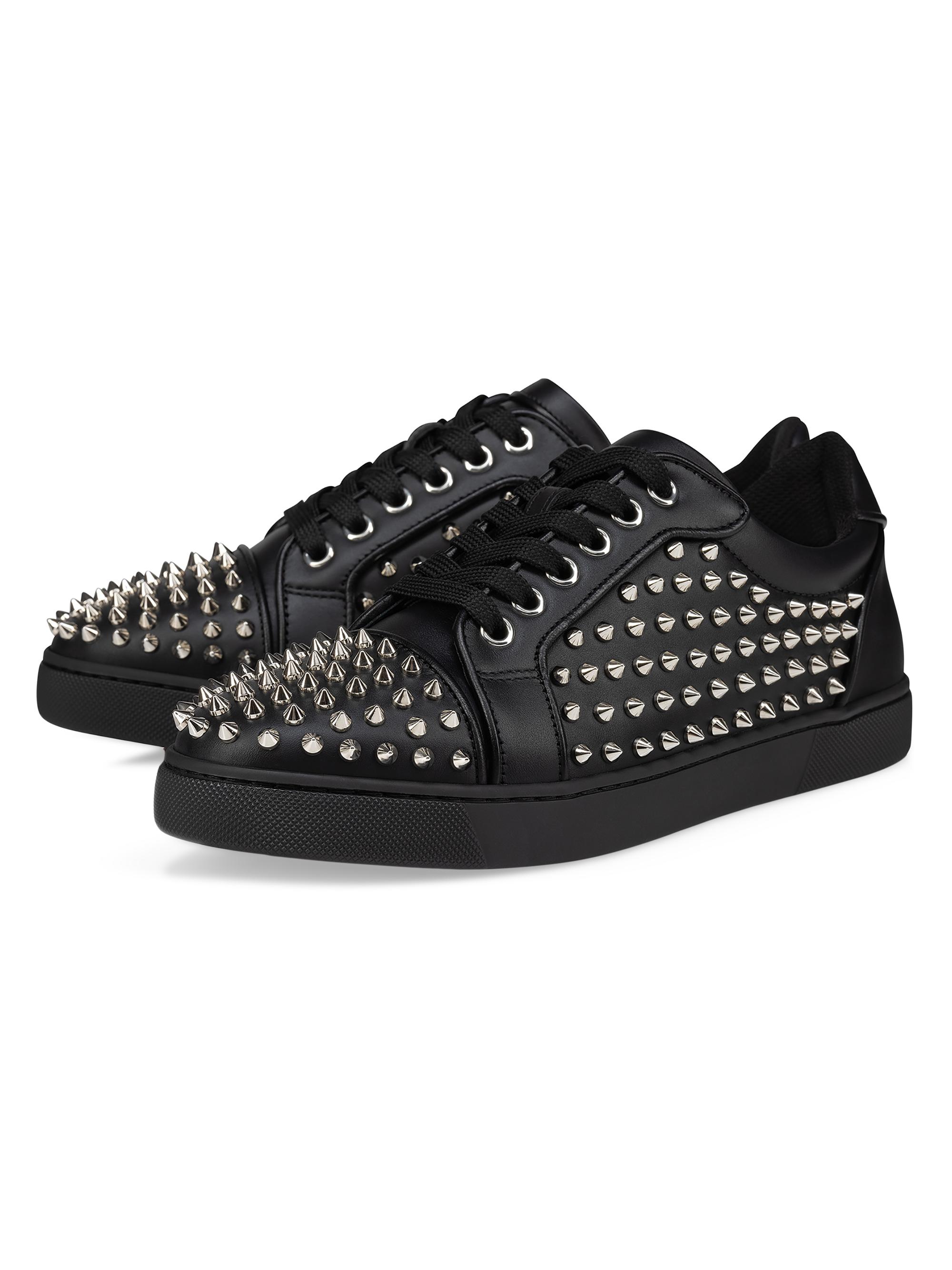 Christian Louboutin Vieira Night Spikes Calf Leather Sneakers