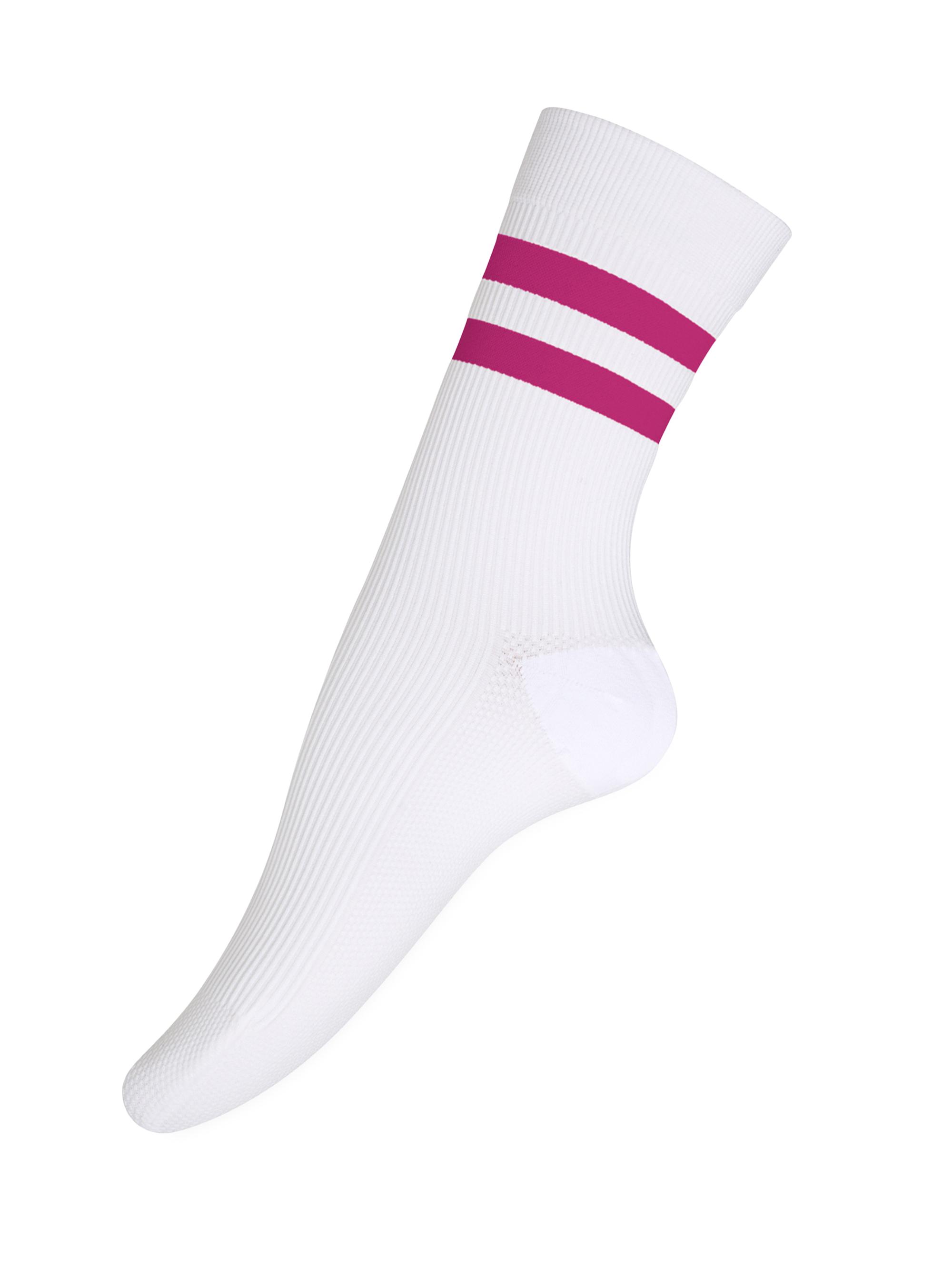 Item M6 Women's Sneaker Socks Cotton Conscious Ribbed - White Pink