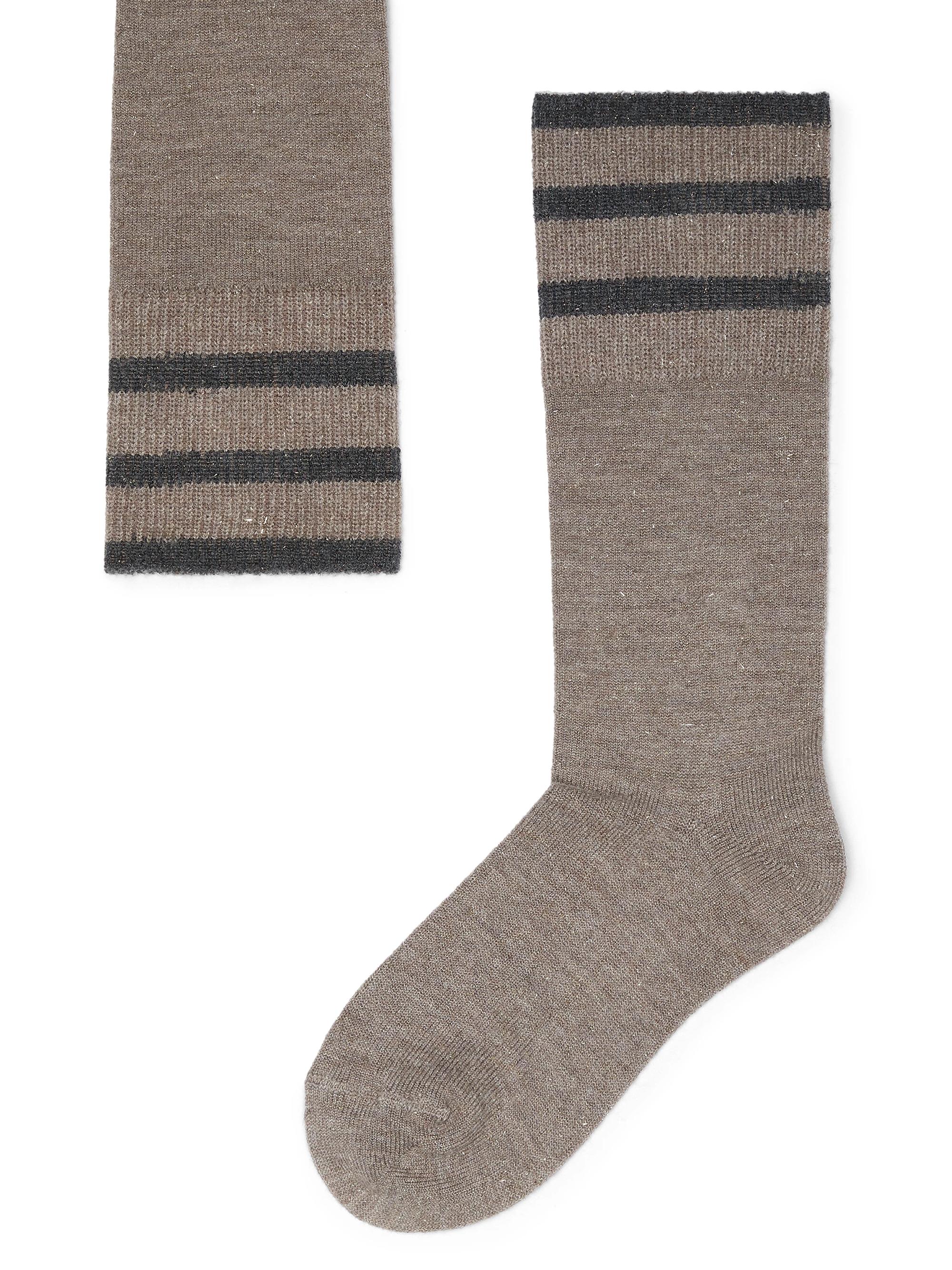 Brunello Cucinelli Women's Sparkling Cashmere Knit Socks - Brown