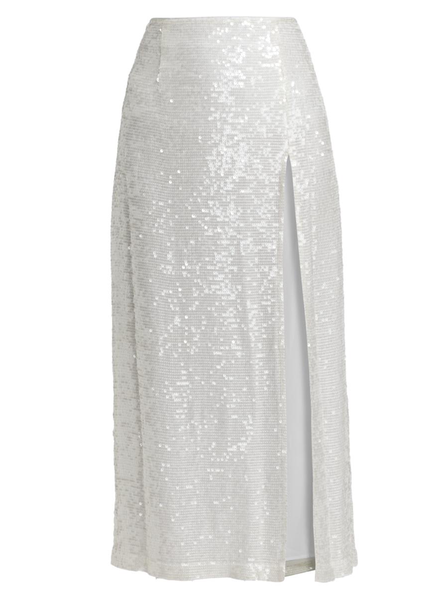 Lapointe Women's Sequined High-slit Midi-skirt In White