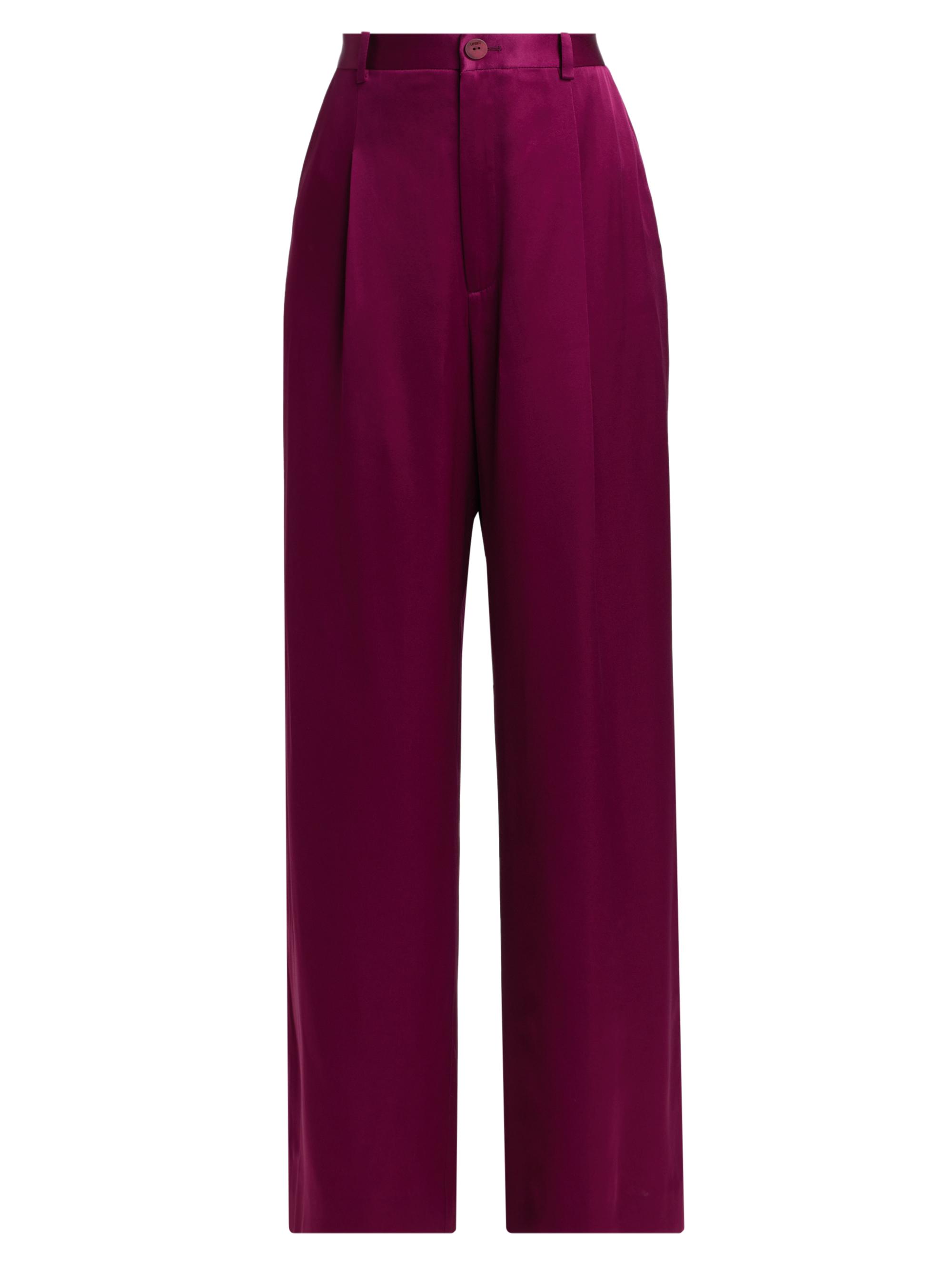 Relaxed Pleated Satin Pants