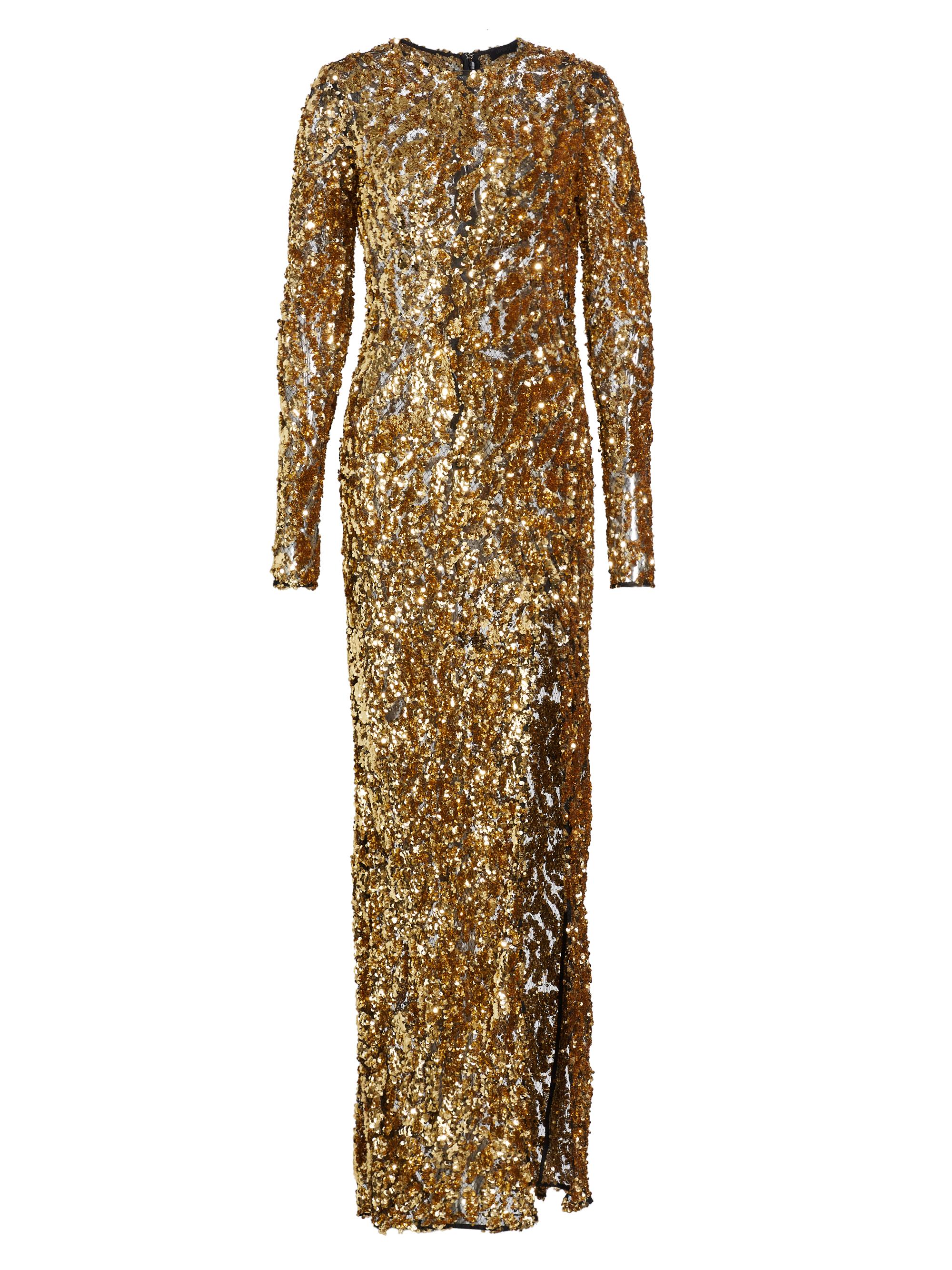 LaPointe Women's Sequined Metallic Long-Sleeve Gown - Gold