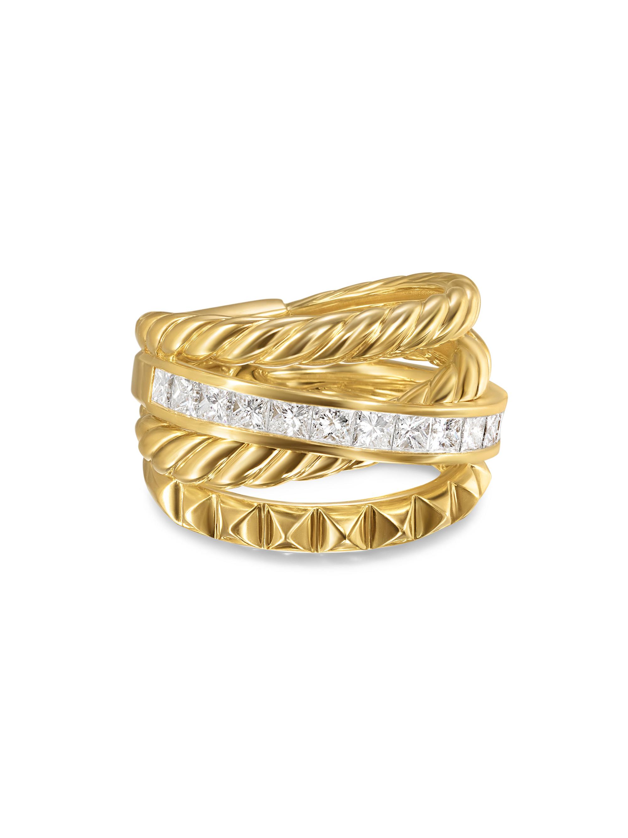 David Yurman Women's Crossover Trio Four Row Ring in 18K Yellow Gold - Gold