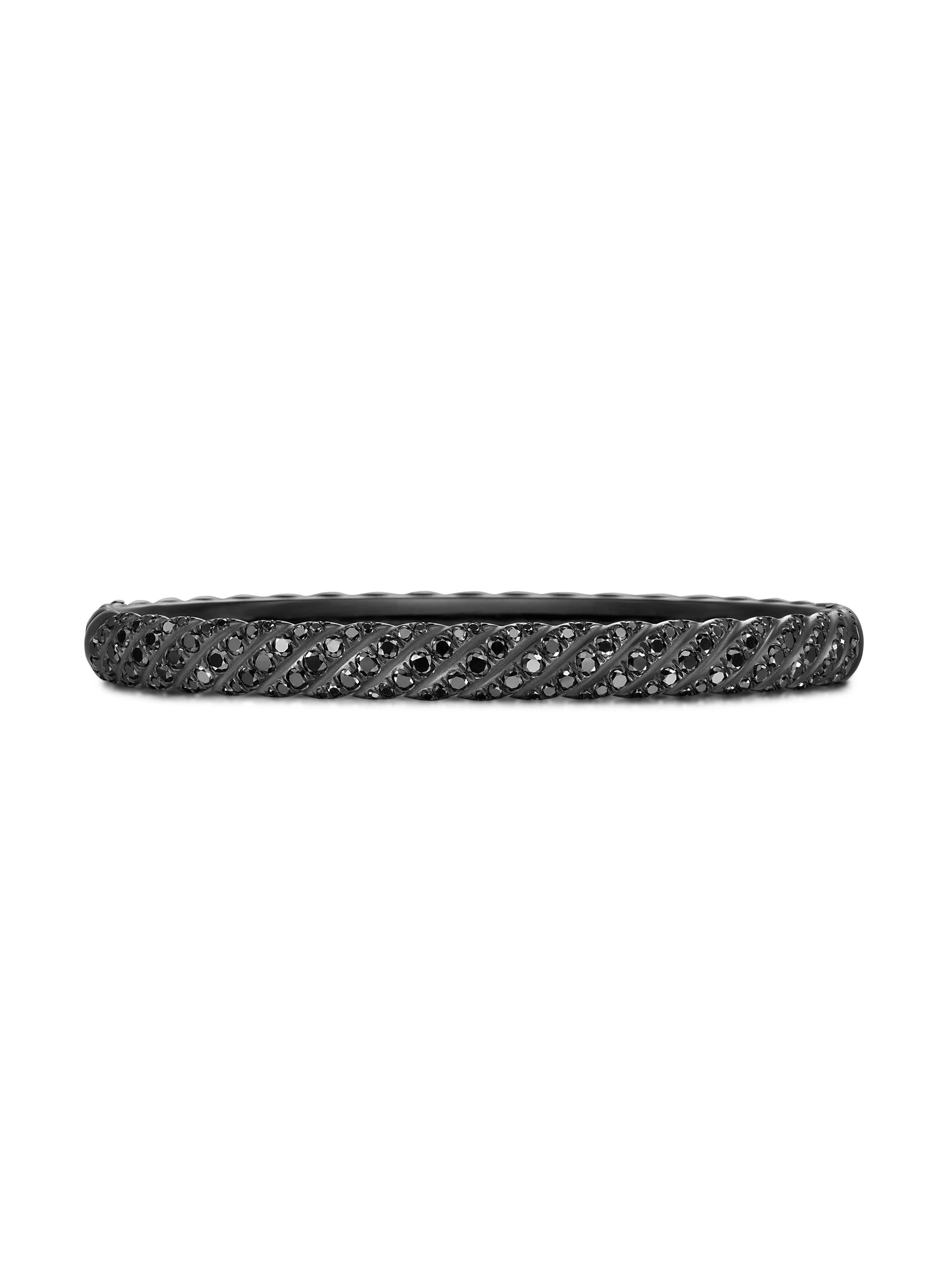 David Yurman Women's Sculpted Cable Bangle Bracelet in Black Titanium - Black Diamond
