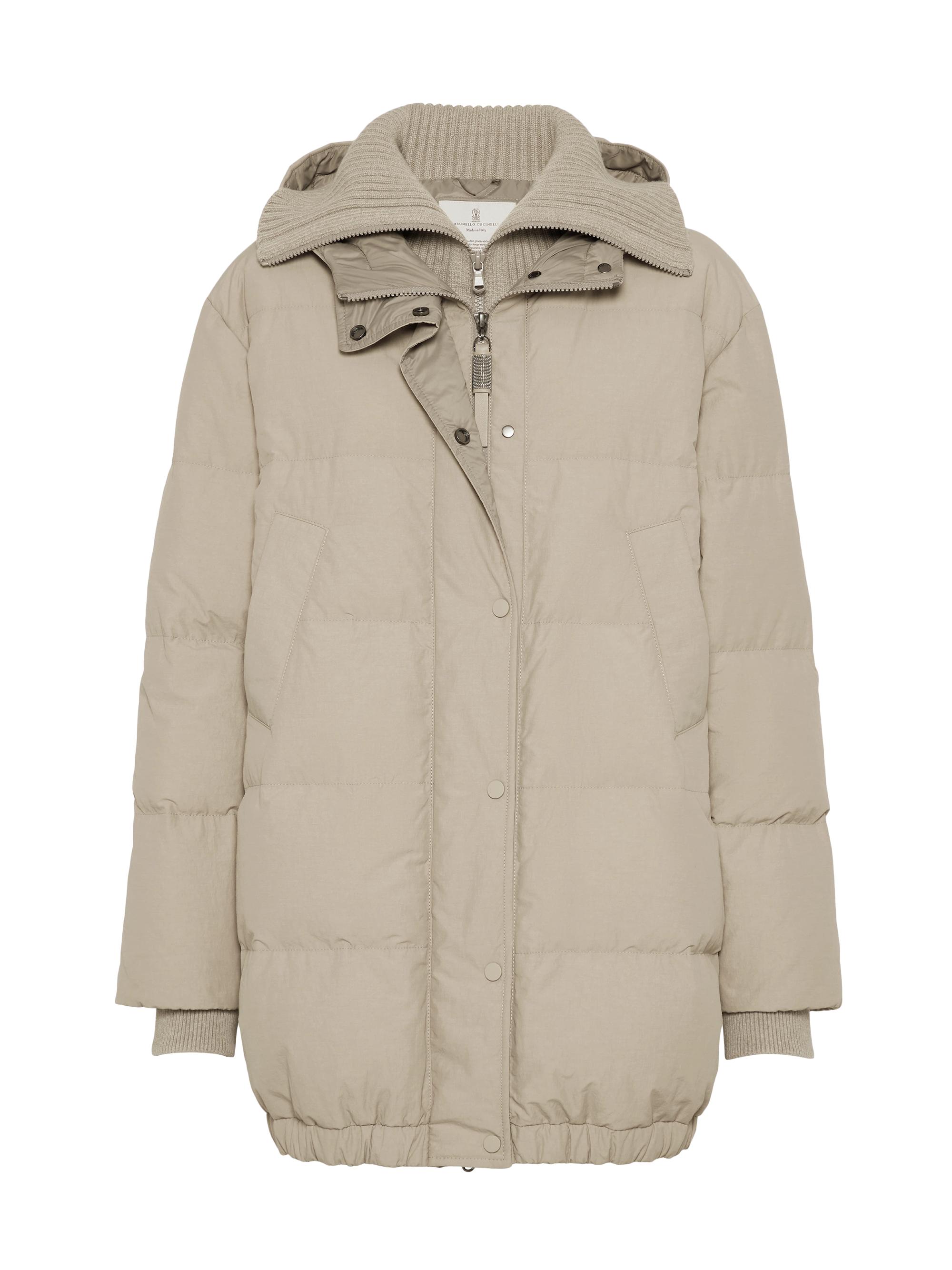 Brunello Cucinelli Women's Water Resistant Techno Cotton Hooded Down Jacket - Beige