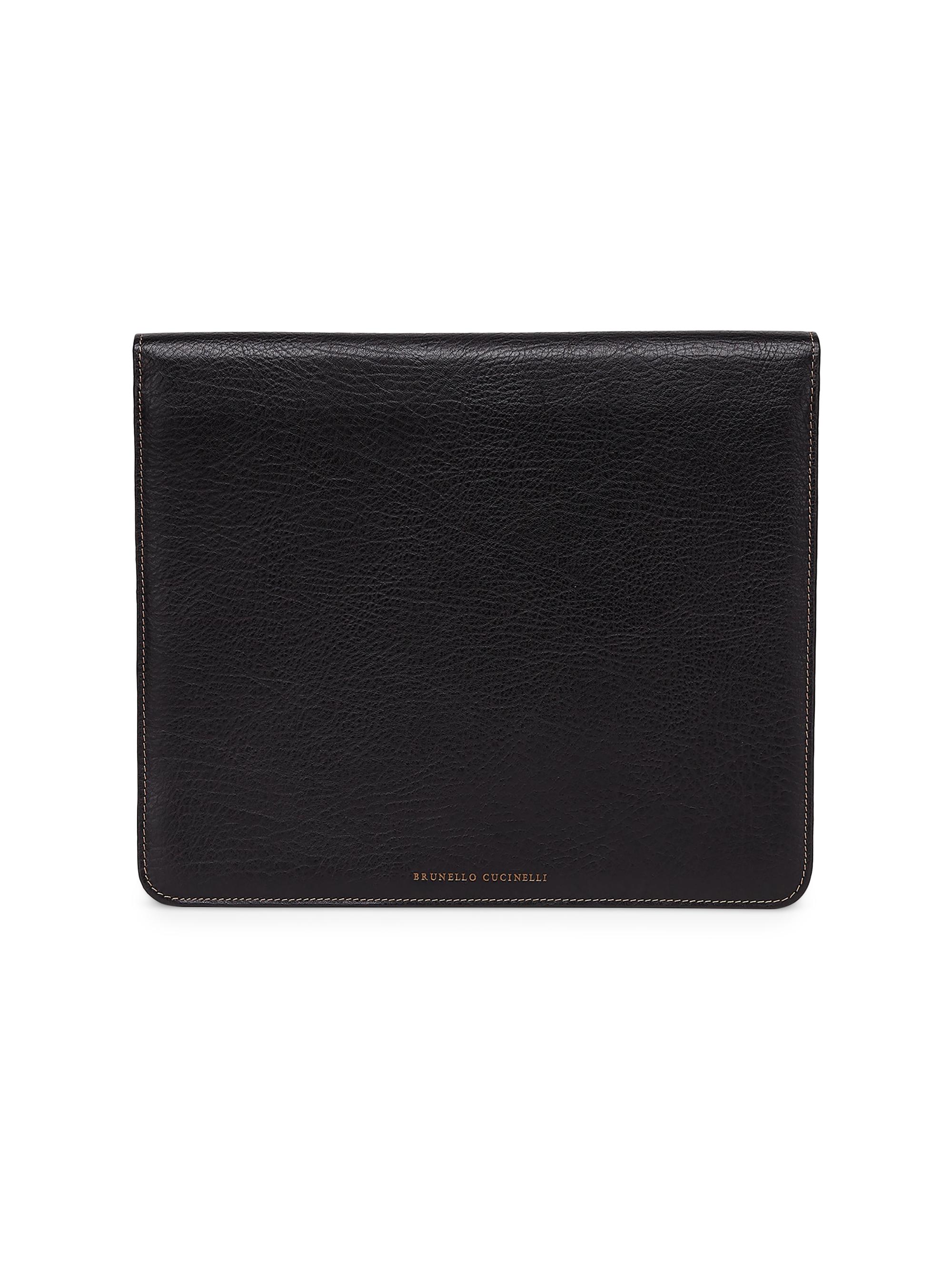 Brunello Cucinelli Men's Grained Calfskin Document Holder - Black