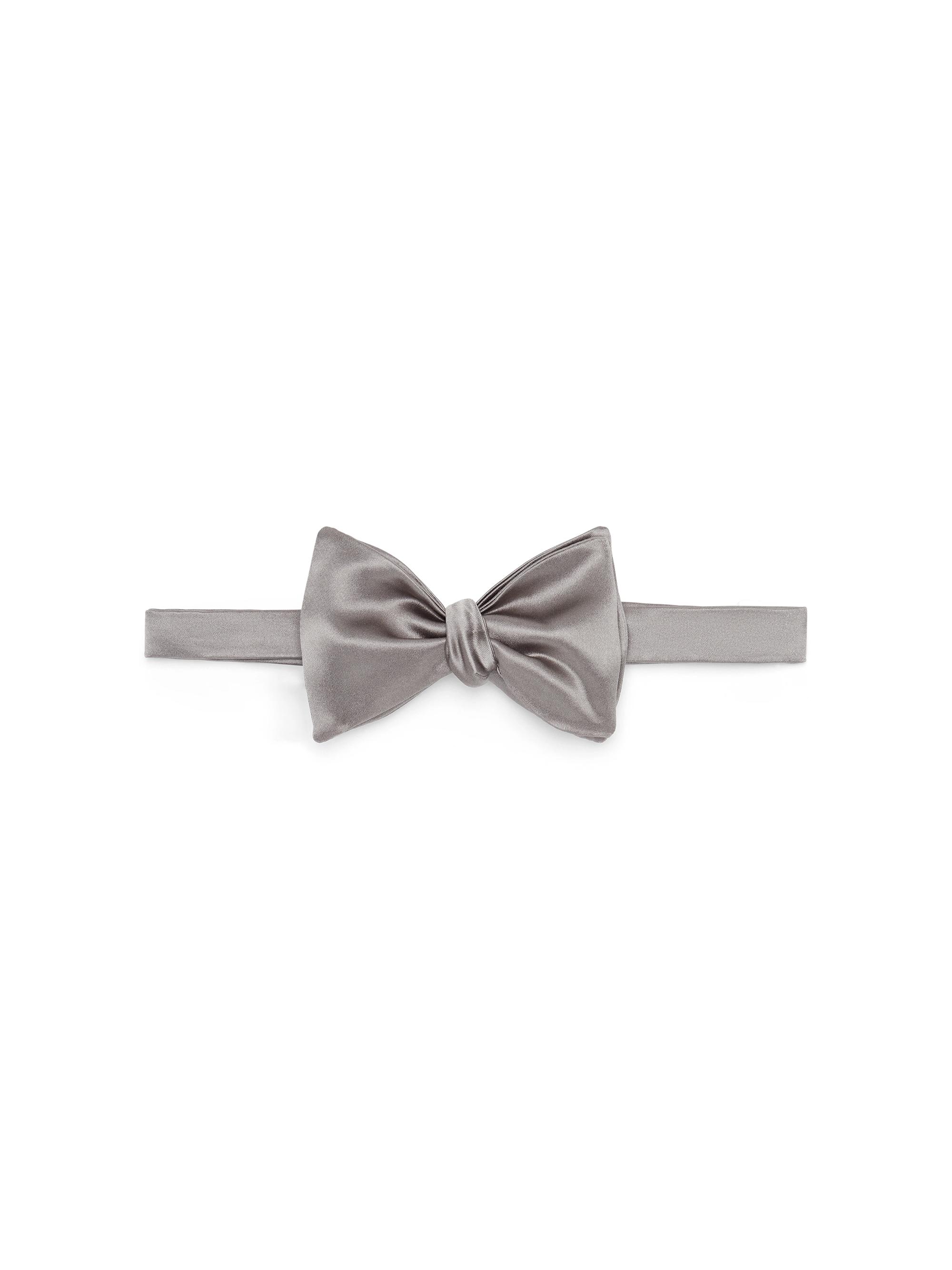 Brunello Cucinelli Men's Cotton and Silk Satin Bow Tie - Grey