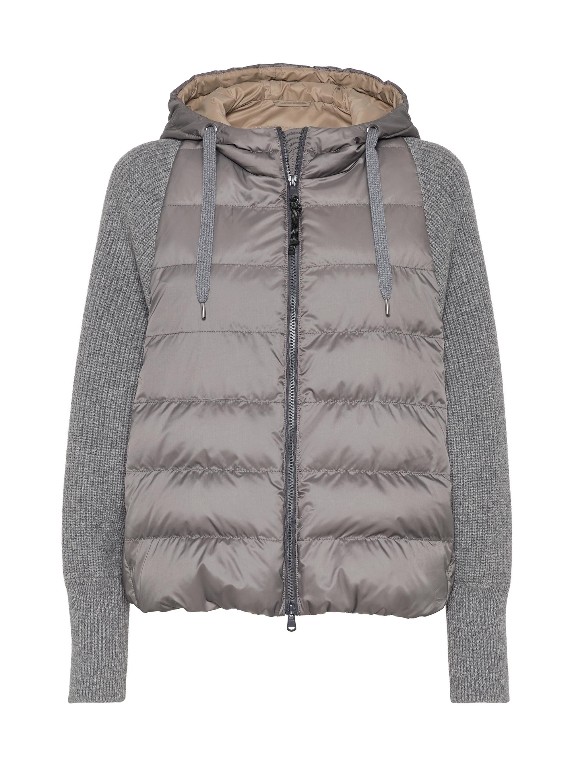 Brunello Cucinelli Women's Water Resistant Matte Nylon Hooded Down Jacket - Medium Grey