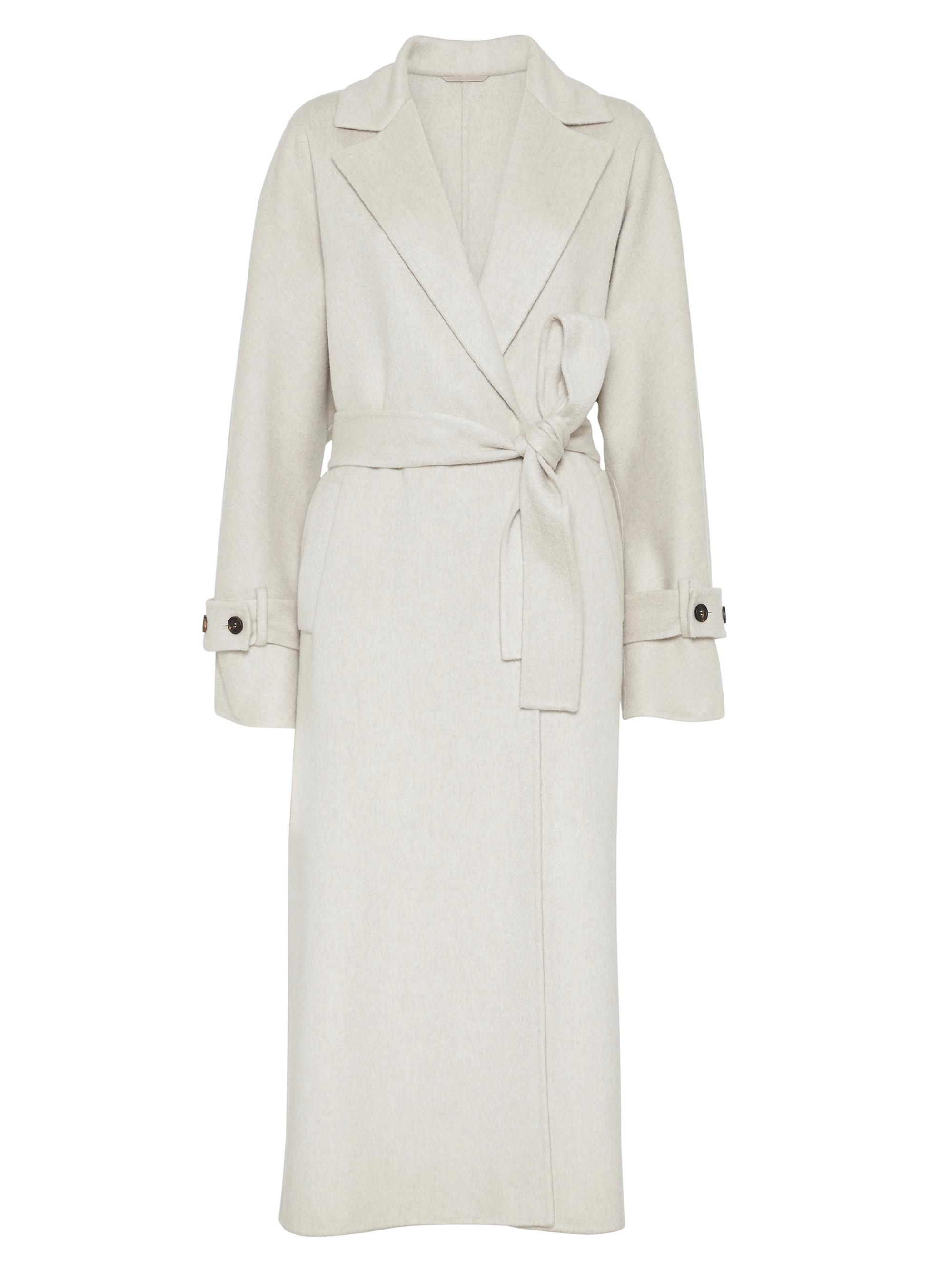 Brunello Cucinelli Women's Hand Crafted Coat in Cashmere Double Beaver Cloth - Pearl