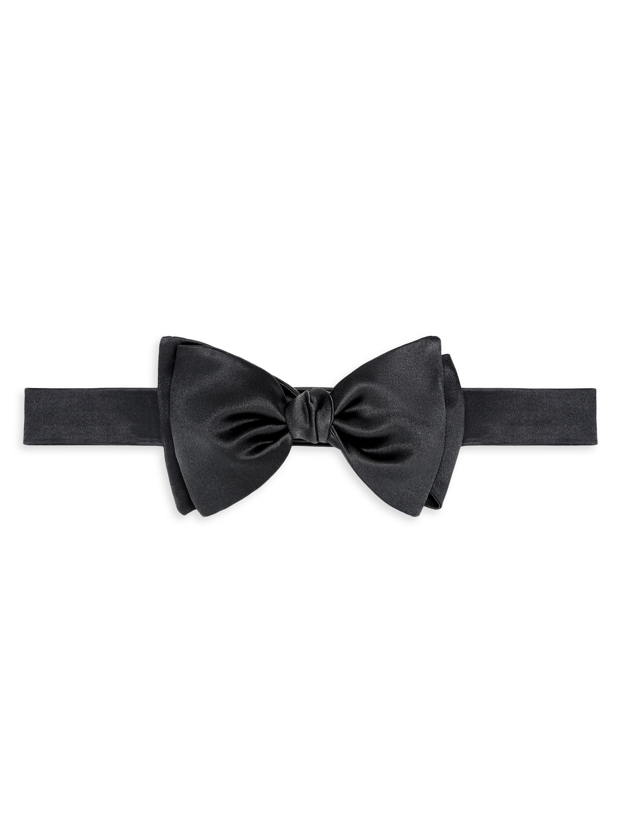 Brunello Cucinelli Men's Cotton and Silk Satin Bow Tie - Black