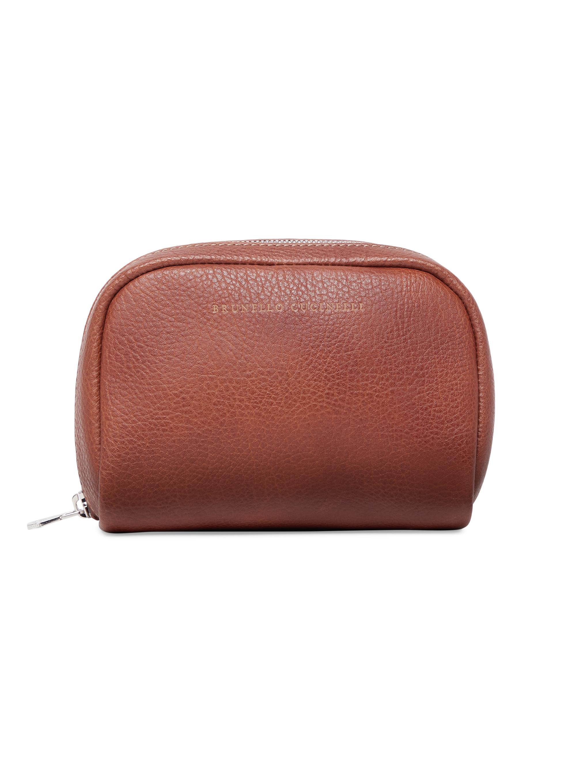 Brunello Cucinelli Men's Grained Calfskin Beauty Case - Cognac
