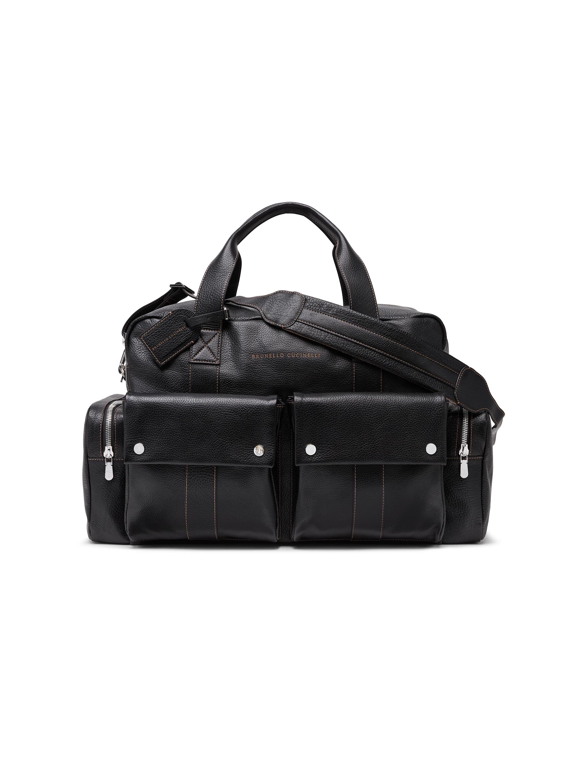 Brunello Cucinelli Men's Grained Calfskin Leisure Bag - Black