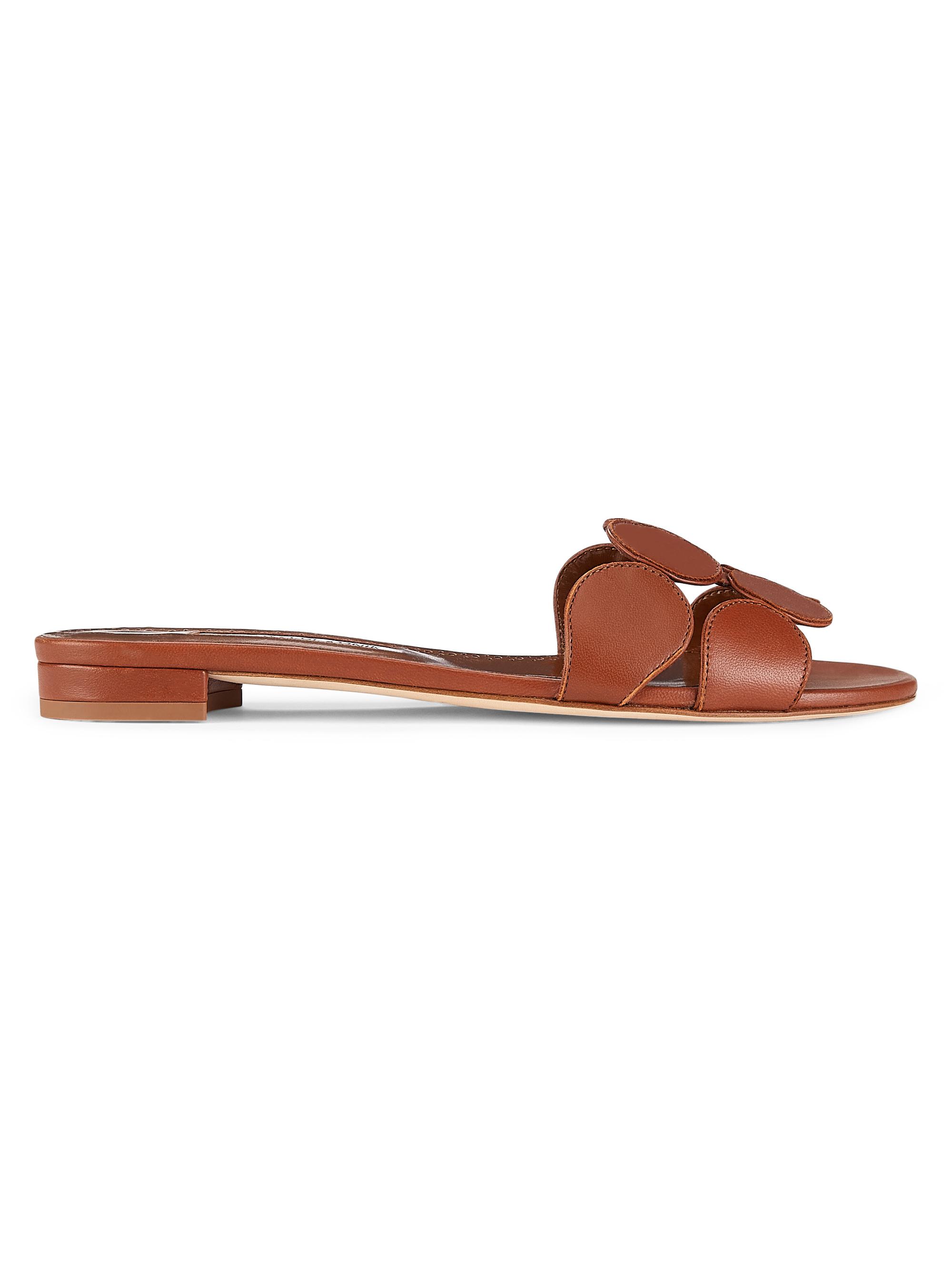 Manolo Blahnik Women's Haribal Leather Sandals - Medium Brown
