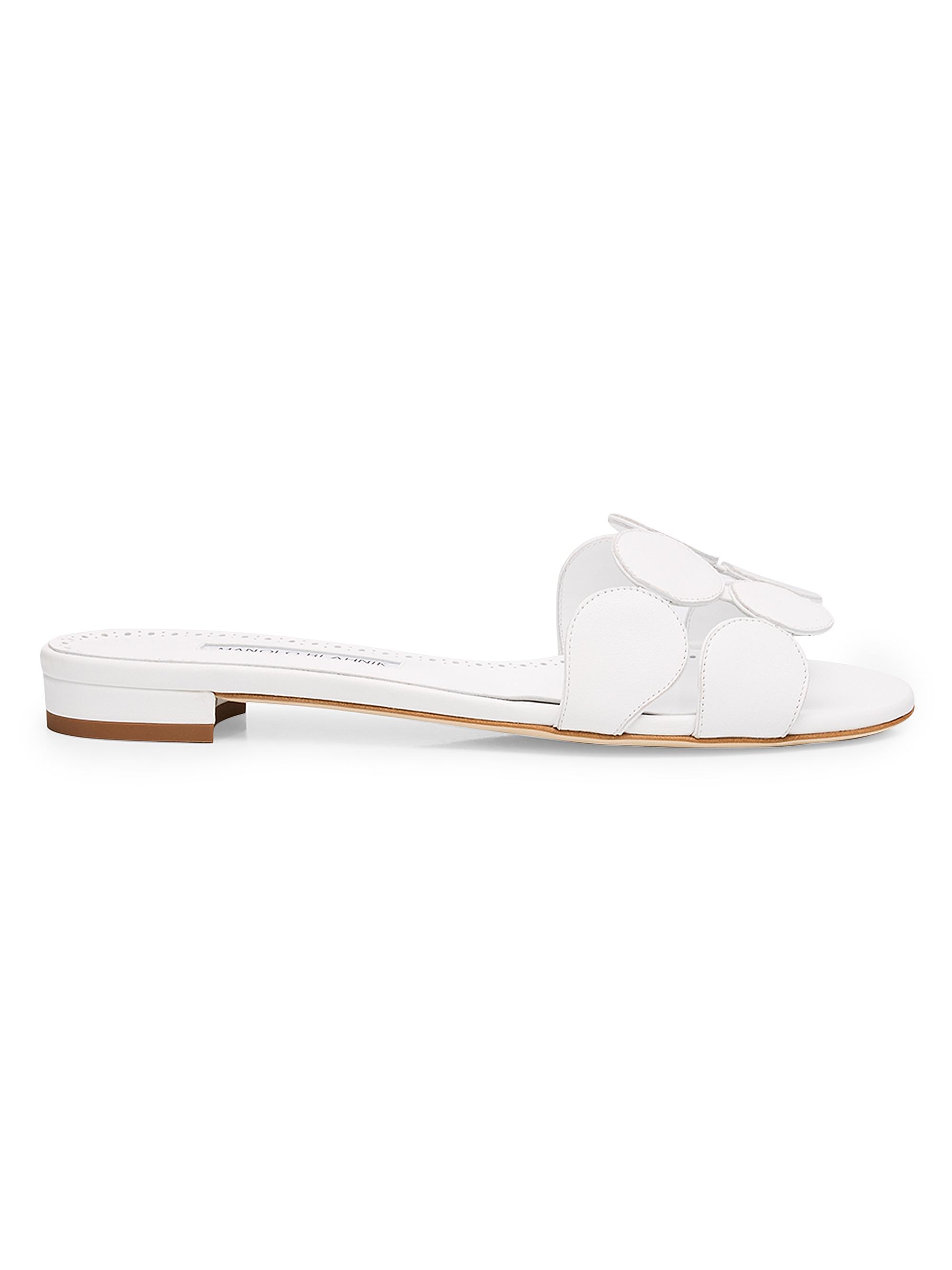 Manolo Blahnik Women's Haribal Leather Sandals - White