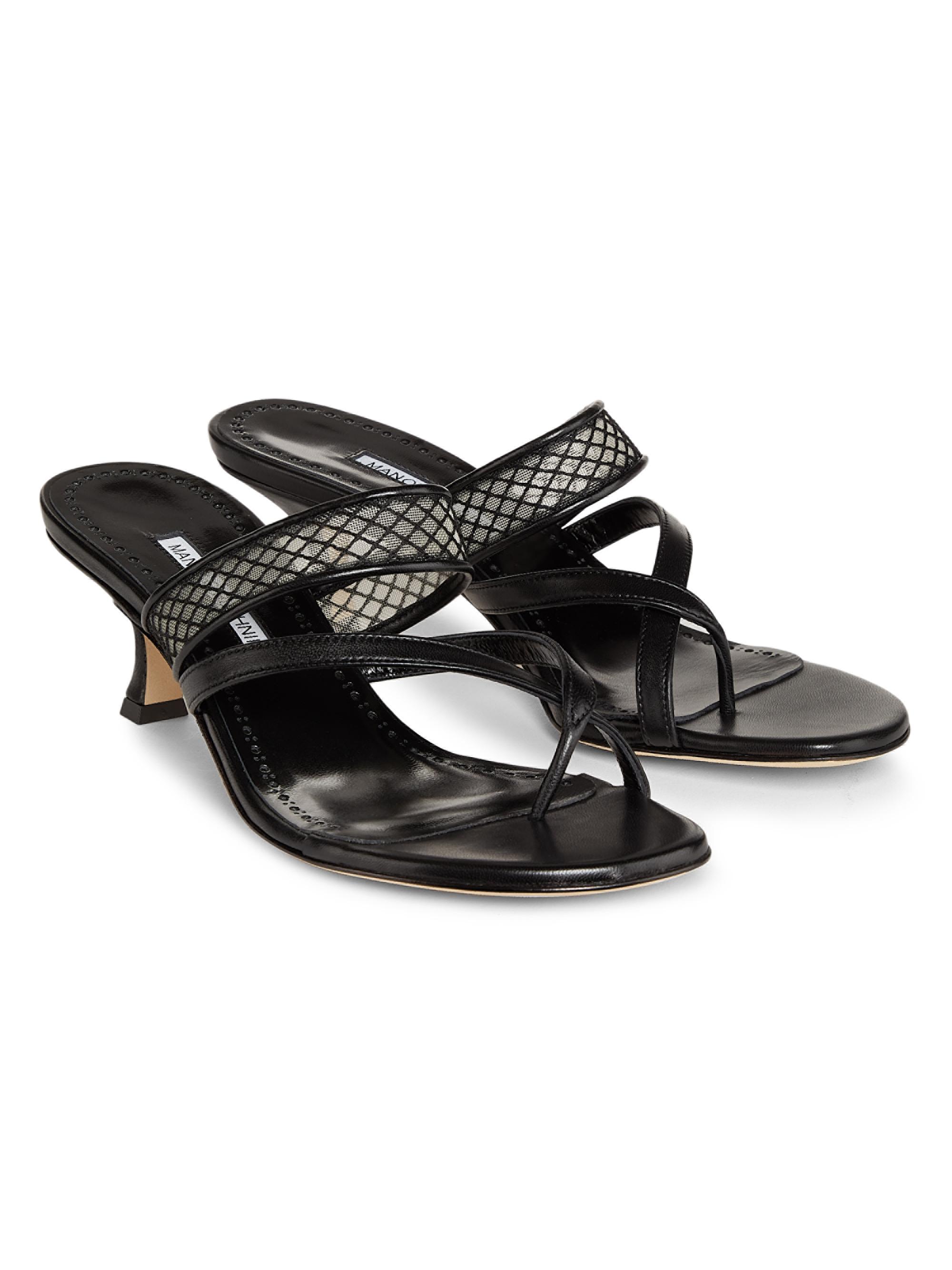 Manolo Blahnik Sulna Nappa Leather Sandals | Saks Fifth Avenue