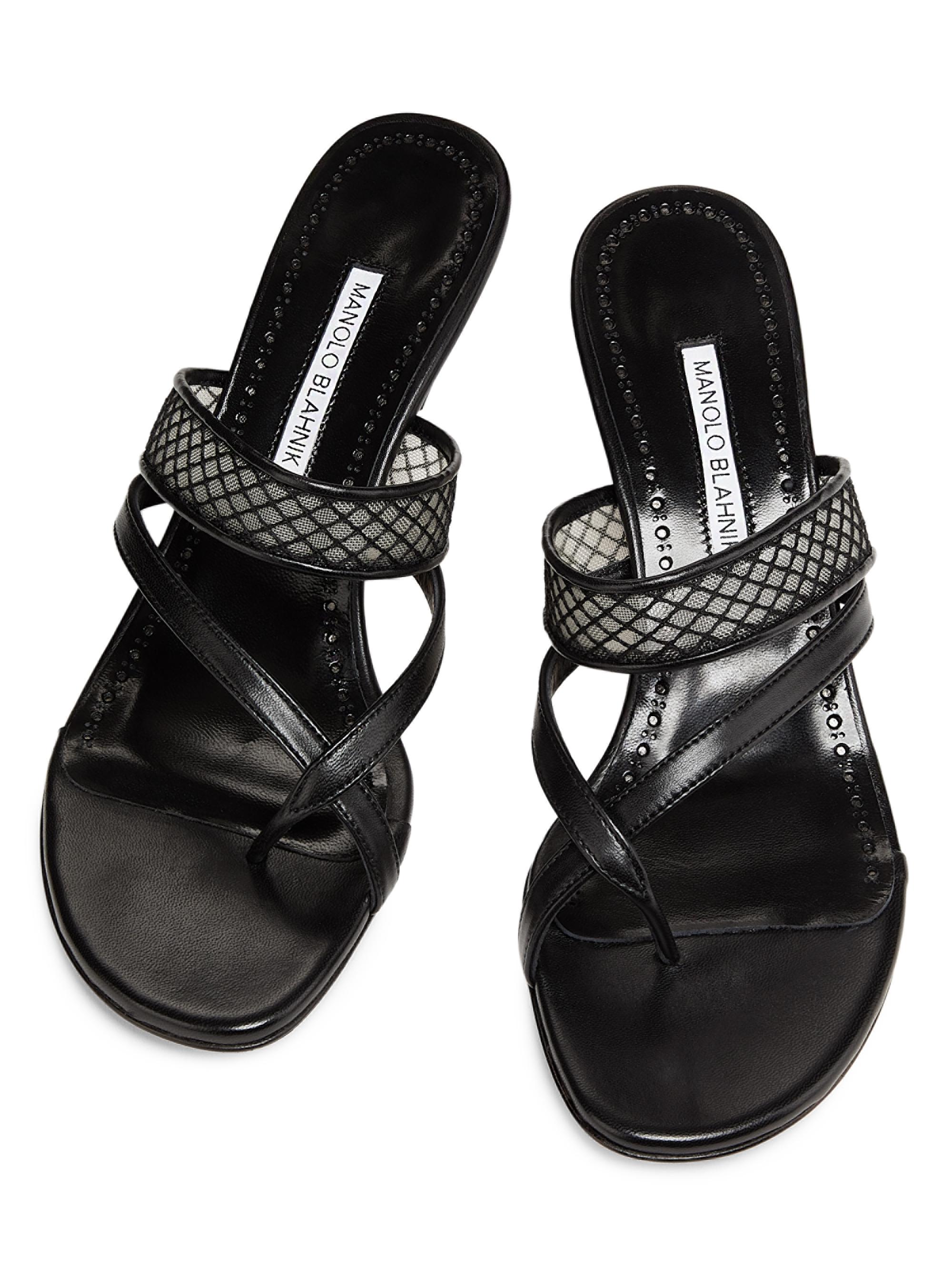 Manolo Blahnik Sulna Nappa Leather Sandals | Saks Fifth Avenue